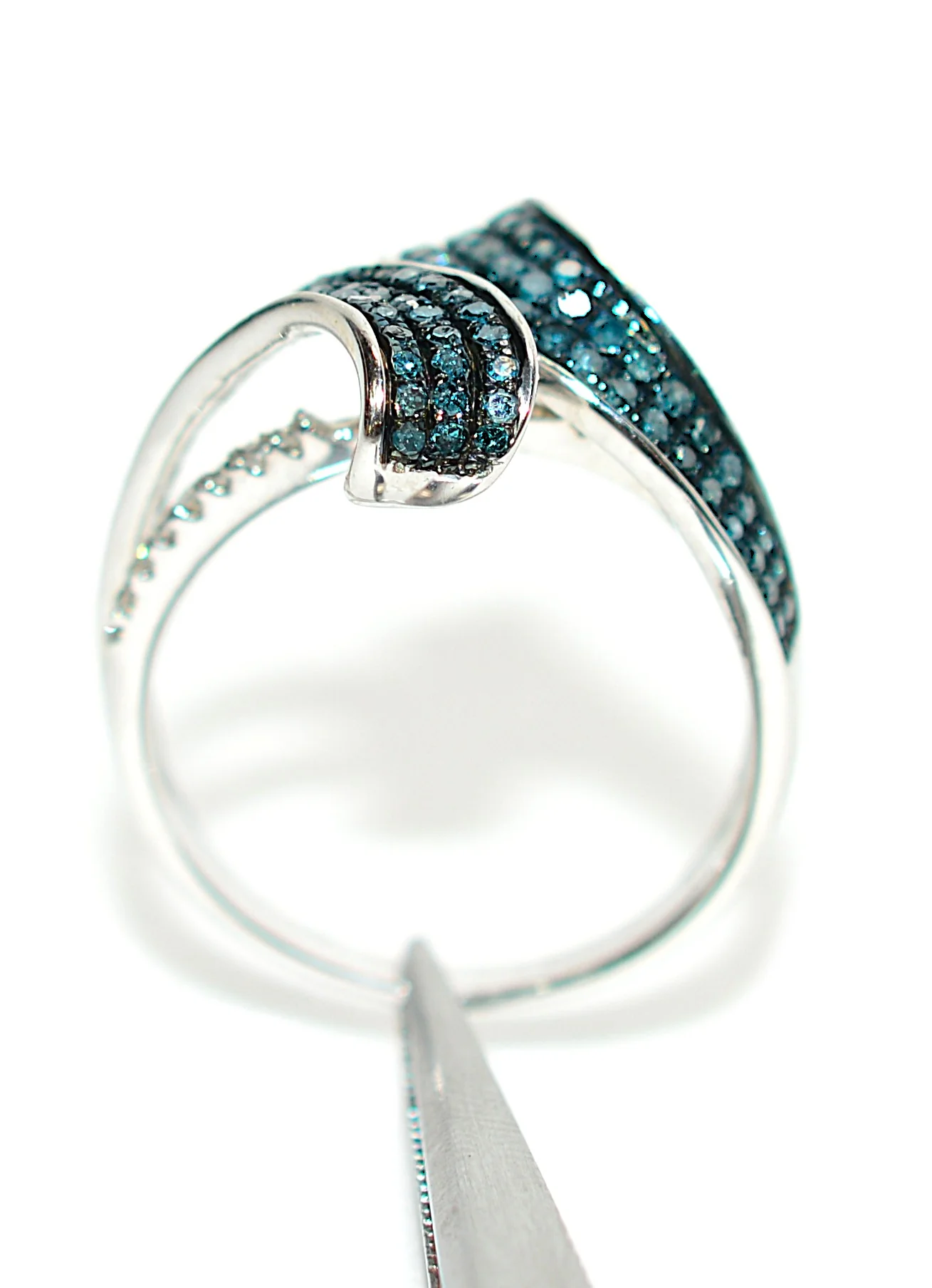 Fancy Blue Diamond Ring 10K White Gold .61tcw Gemstone Ring Cluster Ring Multistone Ring Blue Ring April Birthstone Statement Ring - Image 3