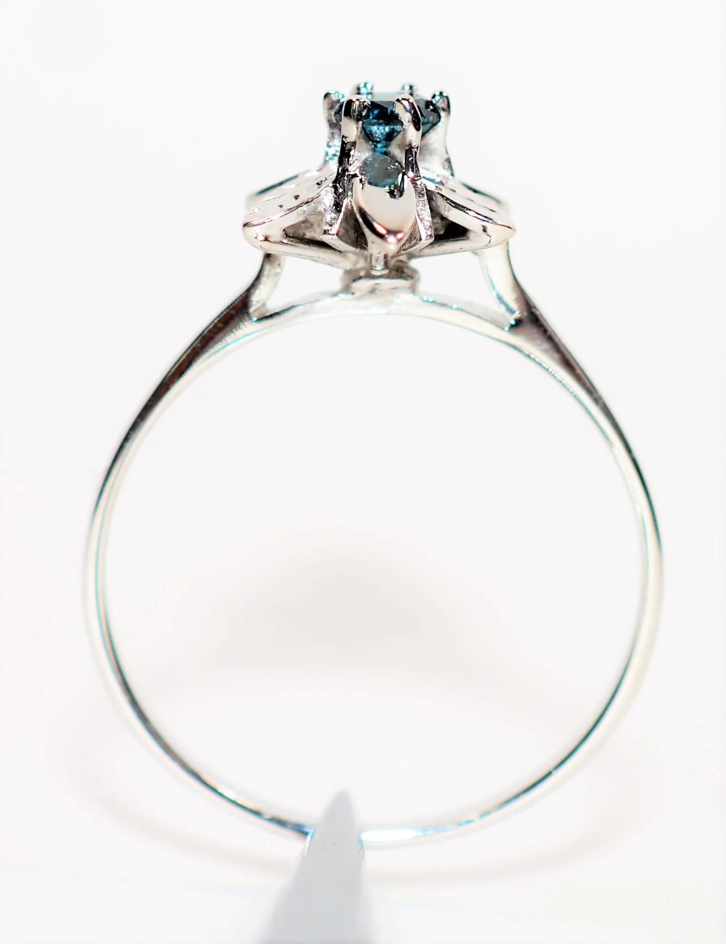 GIA Certified Natural Fancy Blue Diamond Ring 14K Solid White Gold .22ct Flower Ring Solitaire Ring Estate Jewelry Vintage Ring Women's Ring - Image 4