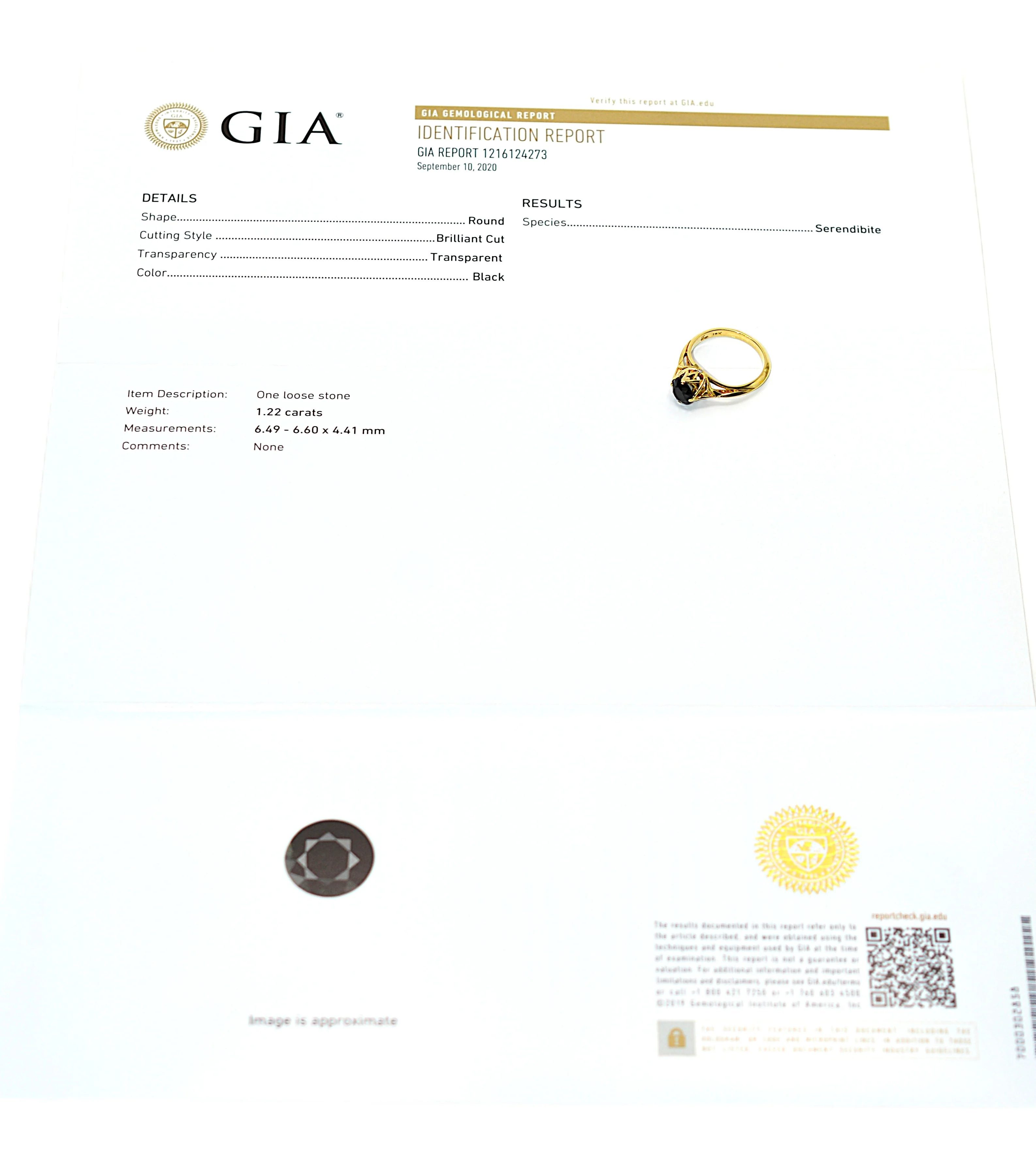 GIA Certified Natural Serendibite & Diamond Ring 18K Solid Gold 1.24tcw Black Engagement Ring Wedding Ring Antique Ring Rare Gemstone - Image 2