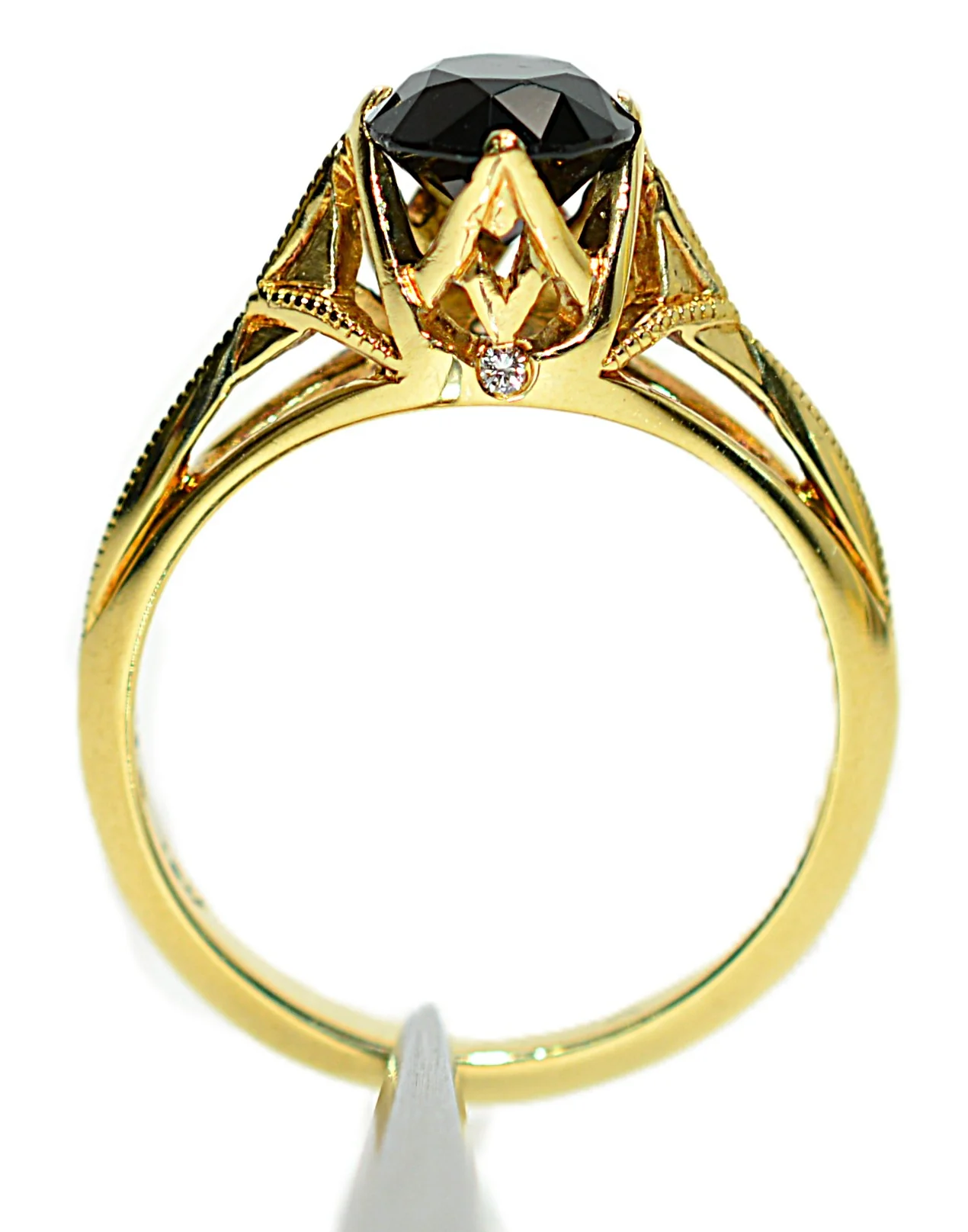 GIA Certified Natural Serendibite & Diamond Ring 18K Solid Gold 1.24tcw Black Engagement Ring Wedding Ring Antique Ring Rare Gemstone - Image 4
