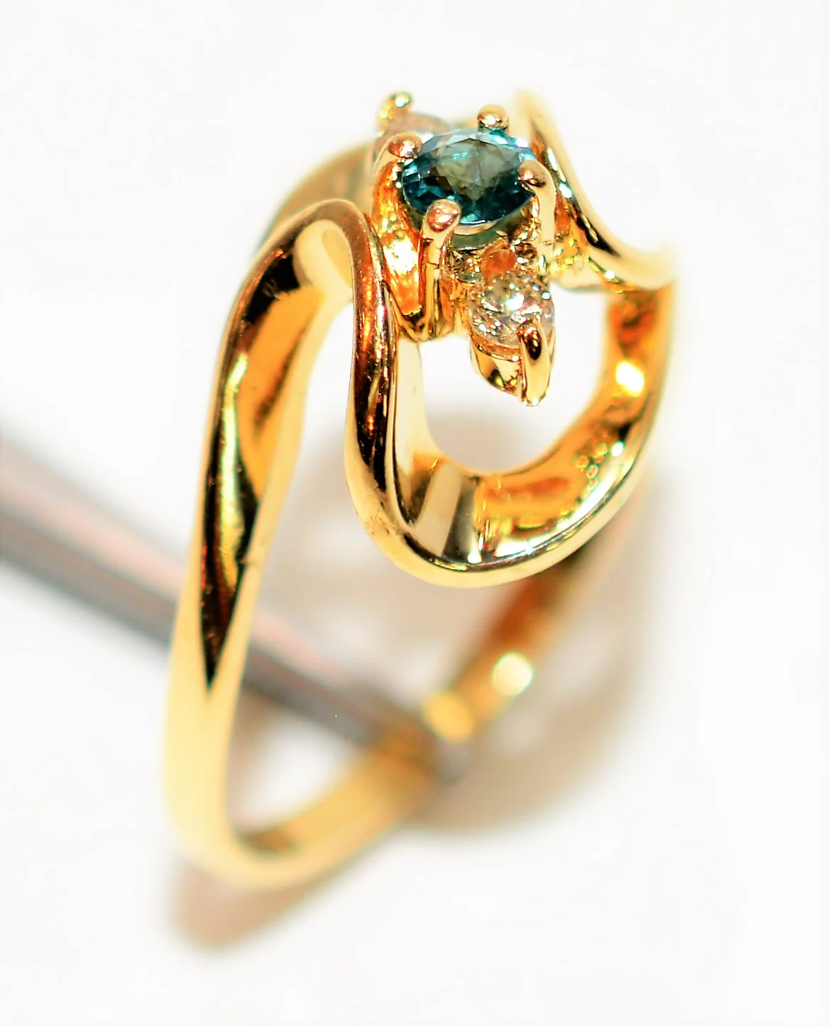 Natural Grandidierite & Diamond Ring 14K Solid Gold .18tcw RARE Gemstone Women's Ring Estate Jewelry Jewellery Vintage - Image 4