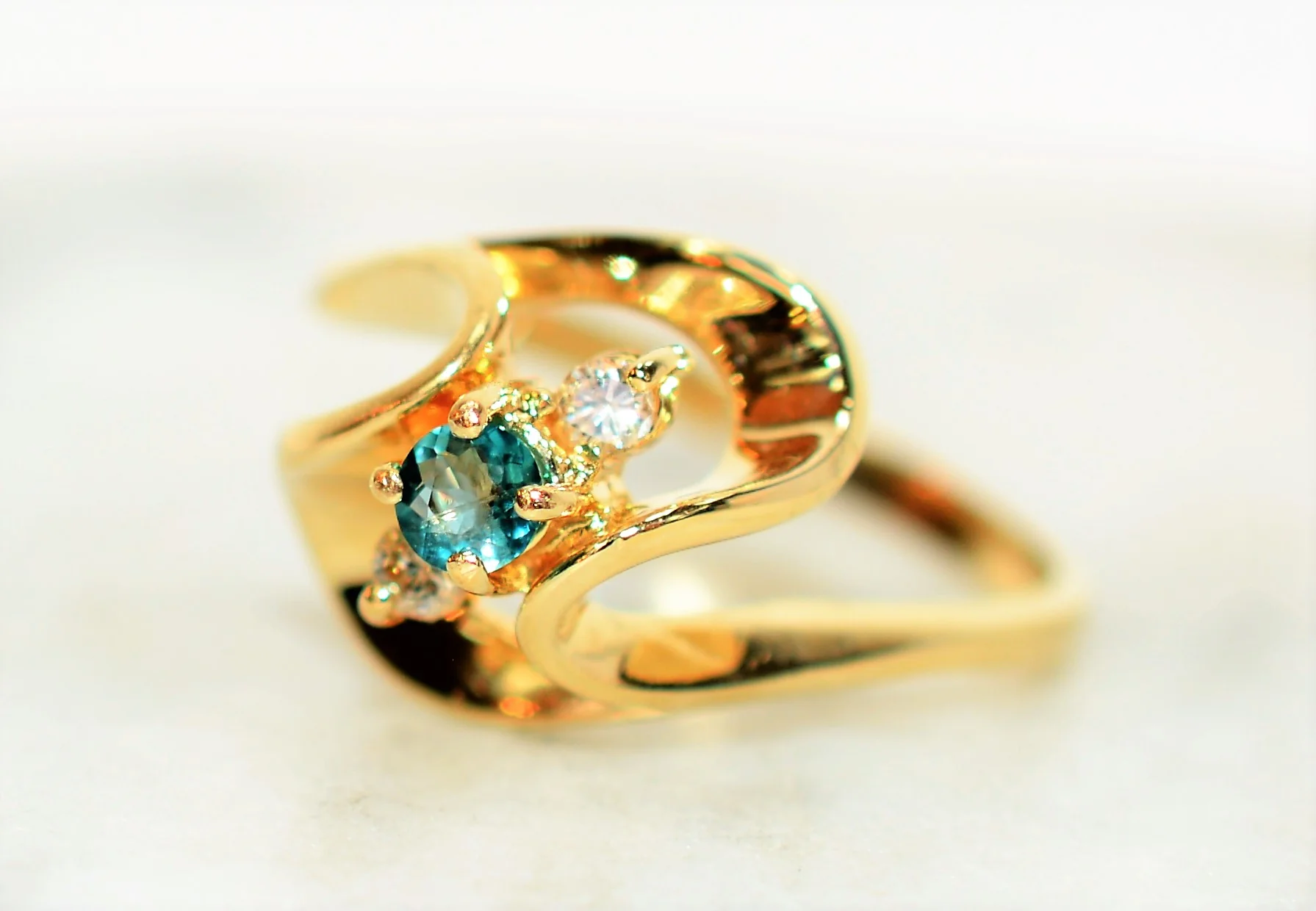 Natural Grandidierite & Diamond Ring 14K Solid Gold .18tcw RARE Gemstone Women's Ring Estate Jewelry Jewellery Vintage - Image 8