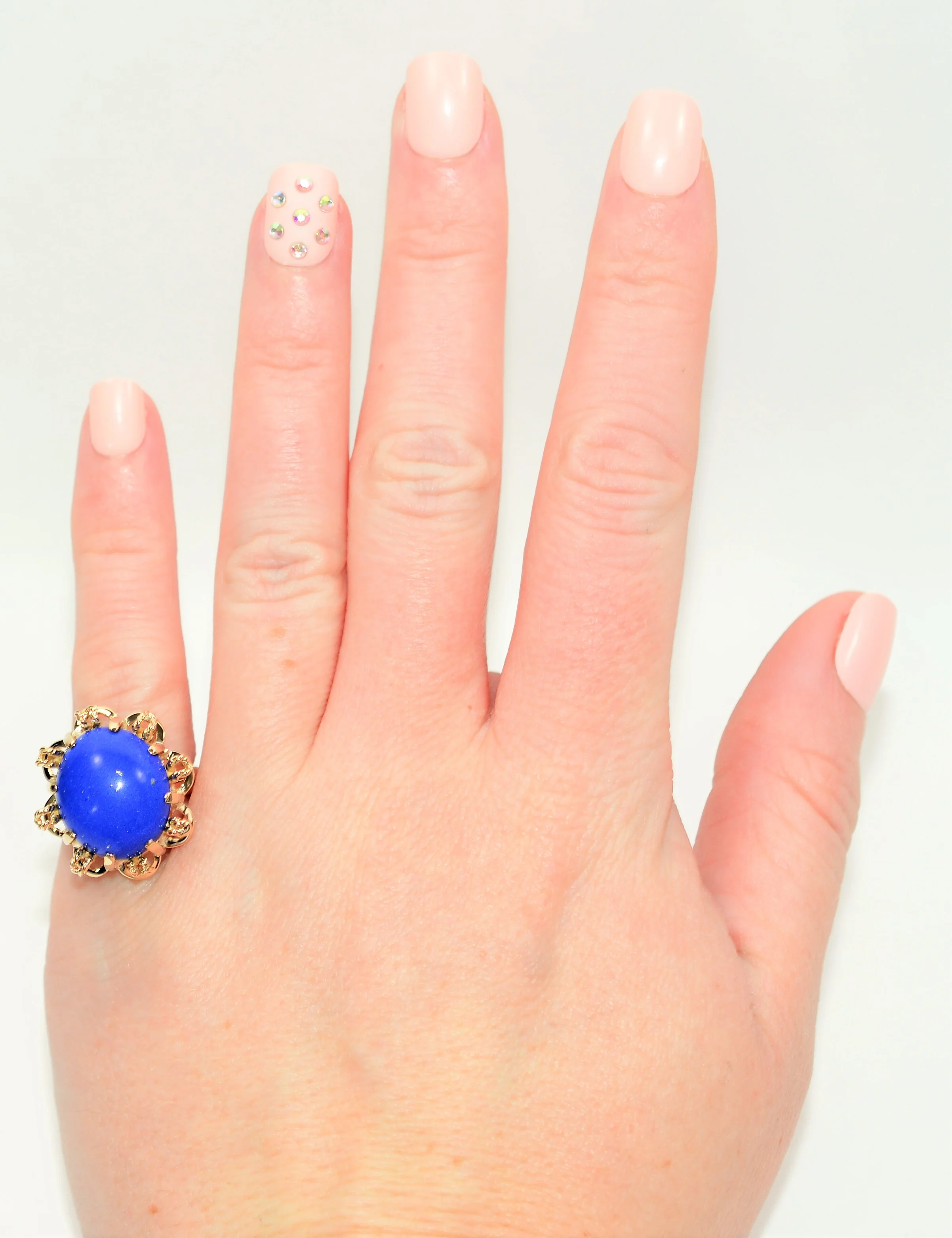 Natural Lapis Lazuli Ring 14K Solid Gold Gemstone Ring Blue Ring Birthstone Ring Estate Ring Statement Ring Cocktail Ring Fine Vintage Ring - Image 2