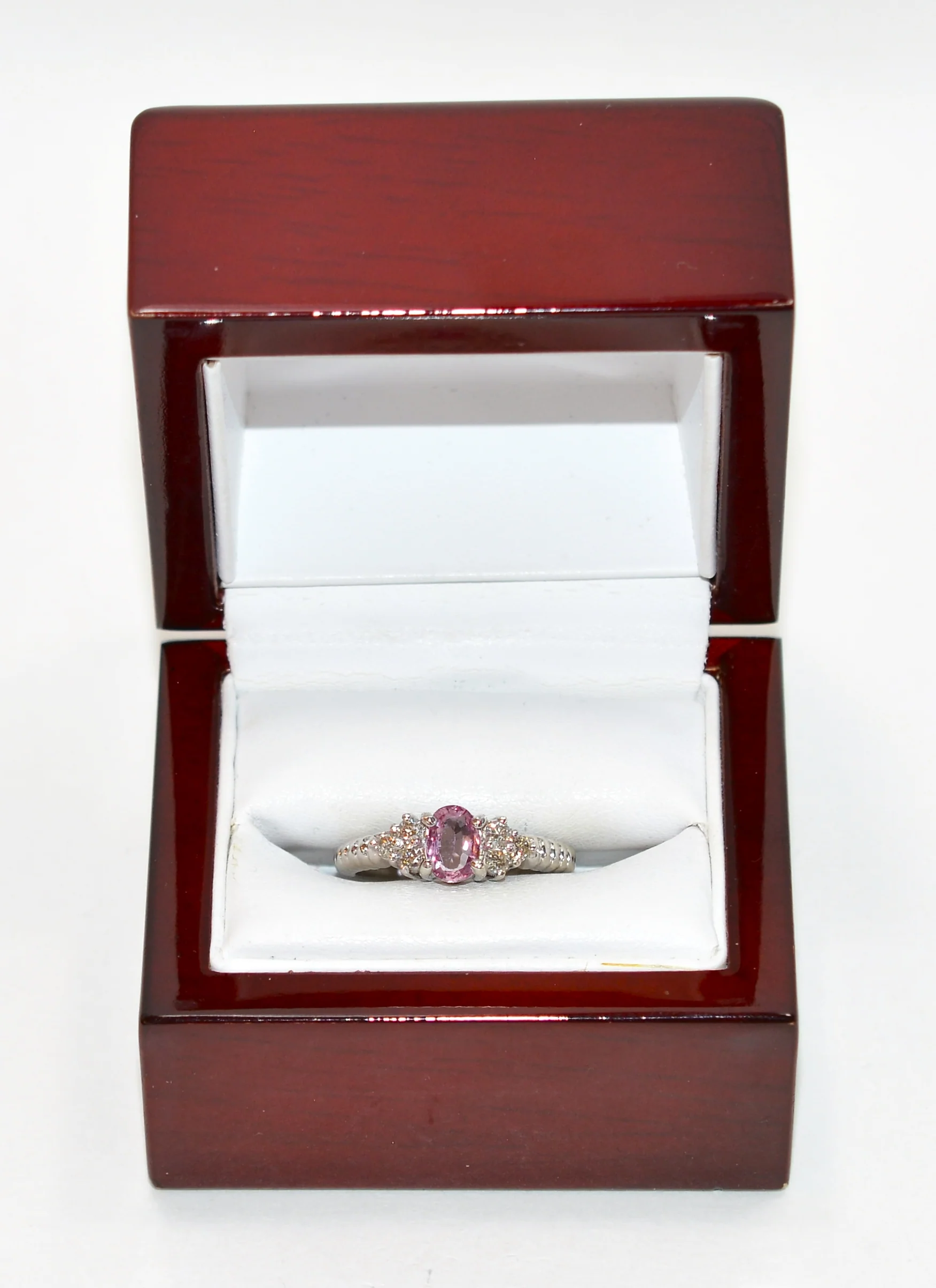 LeVian Certified Natural Padparadscha Sapphire & Diamond Ring Solid Platinum 1.12tcw Engagement Ring September Birthstone Ring Cocktail Ring - Image 13