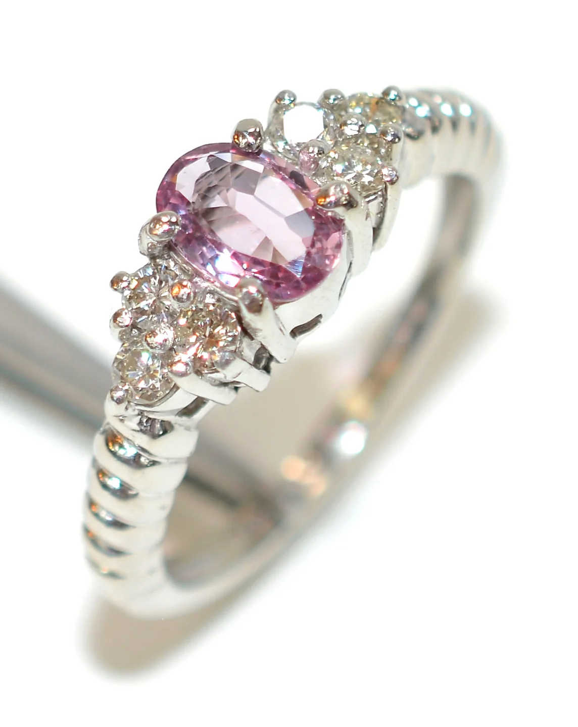 LeVian Certified Natural Padparadscha Sapphire & Diamond Ring Solid Platinum 1.12tcw Engagement Ring September Birthstone Ring Cocktail Ring - Image 5