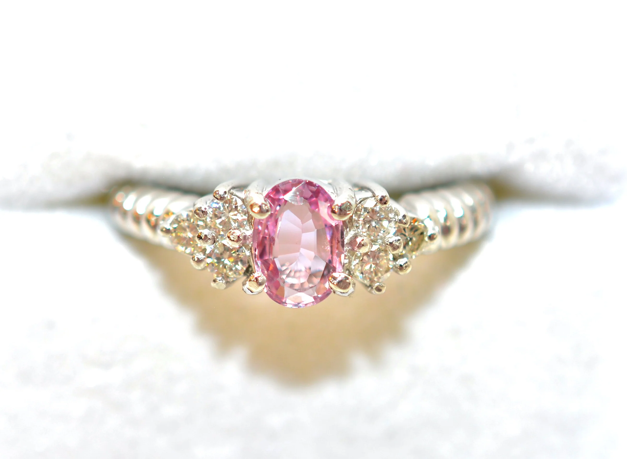 LeVian Certified Natural Padparadscha Sapphire & Diamond Ring Solid Platinum 1.12tcw Engagement Ring September Birthstone Ring Cocktail Ring - Image 6