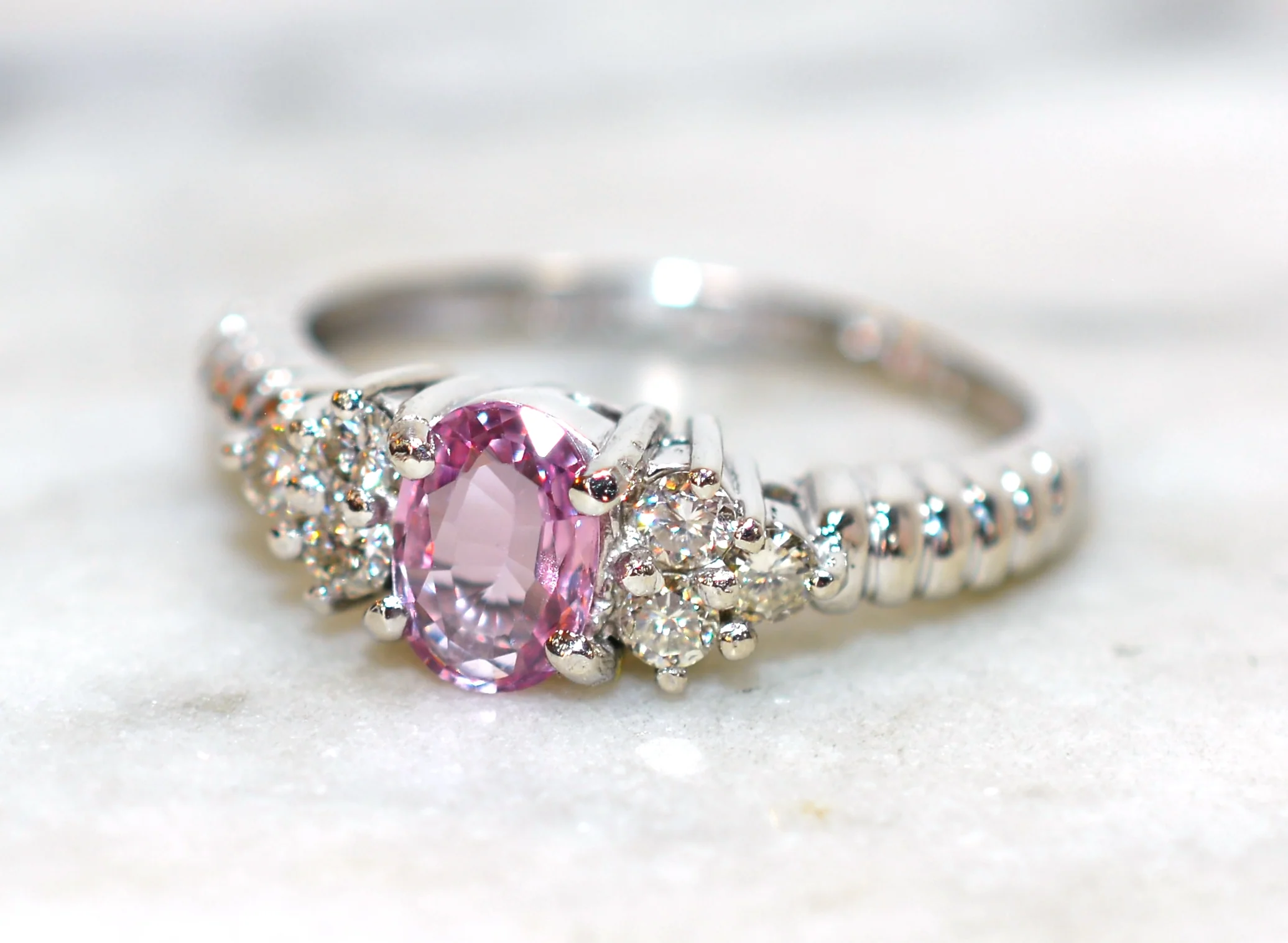 LeVian Certified Natural Padparadscha Sapphire & Diamond Ring Solid Platinum 1.12tcw Engagement Ring September Birthstone Ring Cocktail Ring - Image 9