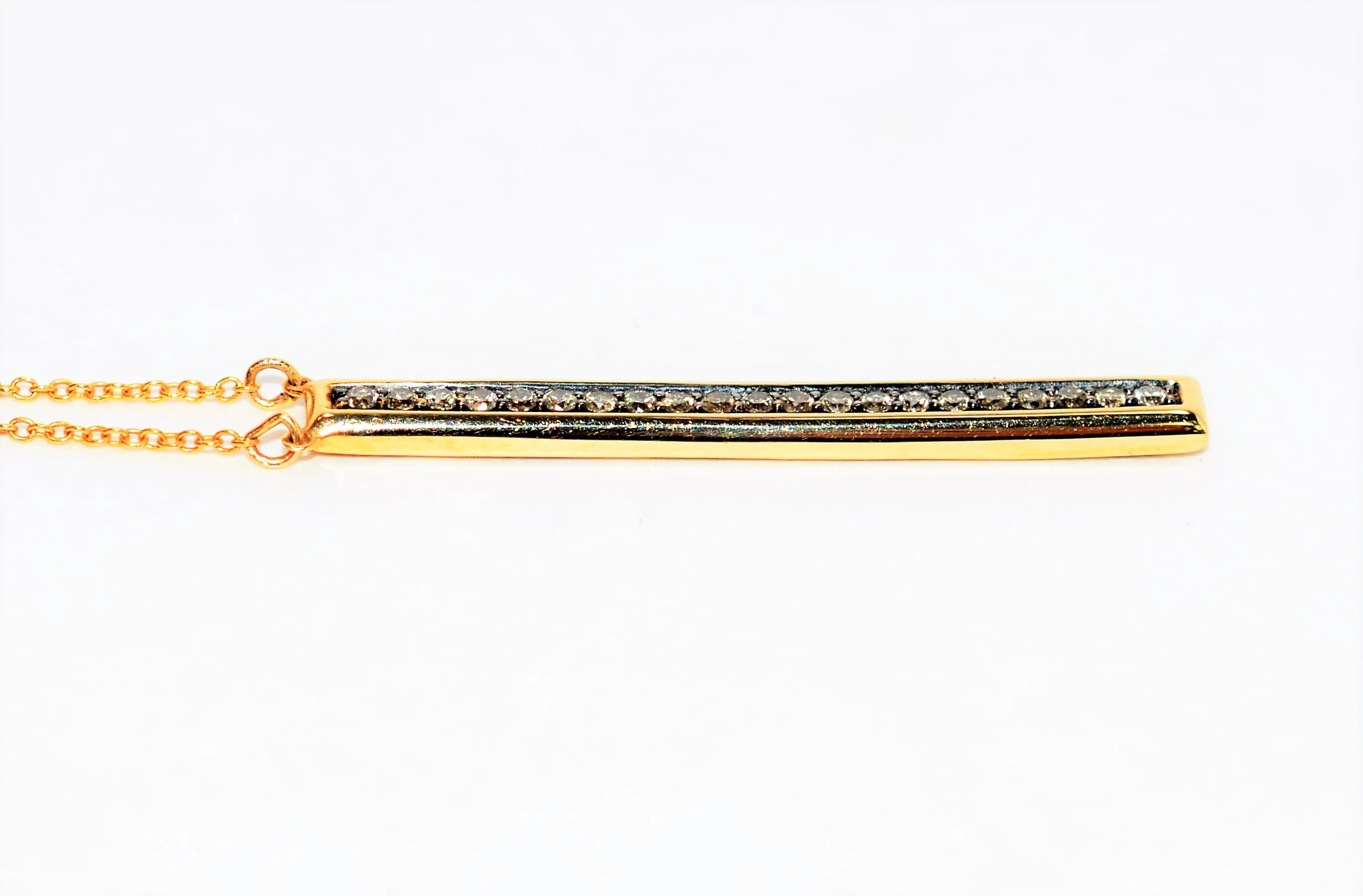 LeVian Natural Chocolate Diamond Necklace 14K Solid Gold .33tcw Bar Pendant Designer Necklace Fine Jewelry Women's Necklace Estate Jewelry - Image 5