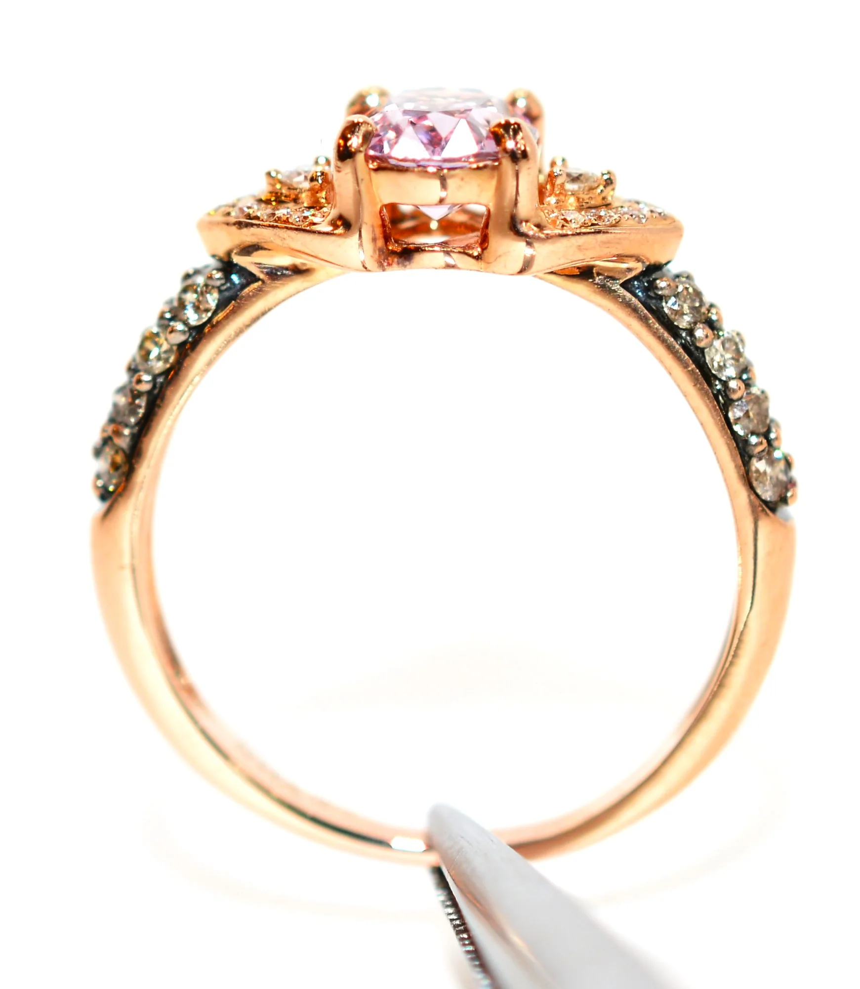 LeVian GIA Certified Natural Spinel & Diamond Ring 14K Rose Gold 1.32tcw Designer Gemstone Birthstone Pink Engagement Bridal Fine Jewellery - Image 4