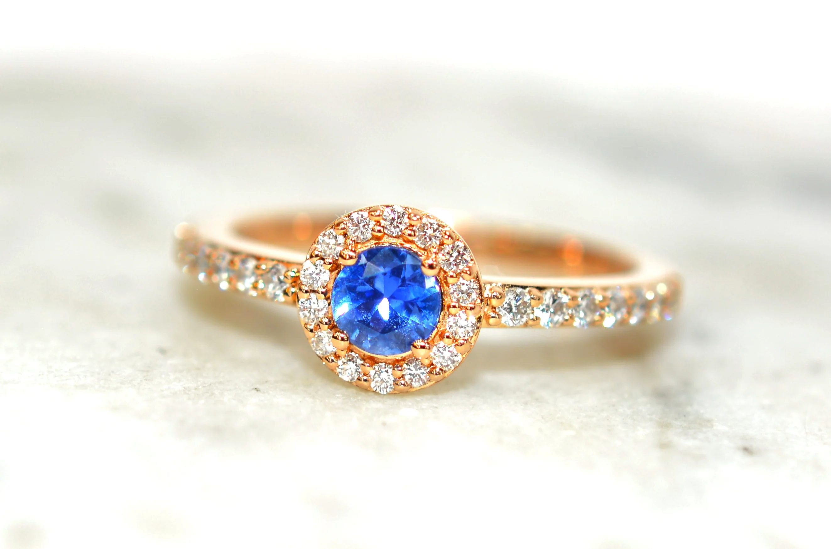 LeVian Natural Ceylon Sapphire & Diamond Ring 14K Solid Rose Gold .74tcw Ring Engagement Ring LeVian Ring Wedding Ring Sapphire Ring Bridal - Image 9
