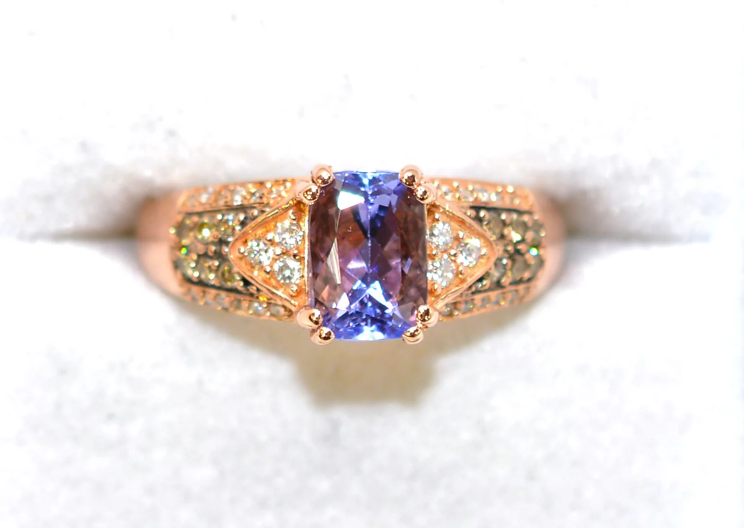 LeVian Natural D'Block Tanzanite & Chocolate Diamond Ring 14K Solid Rose Gold 1.67tcw Tanzanite Ring LeVian Ring Statement Cocktail Ring - Image 5