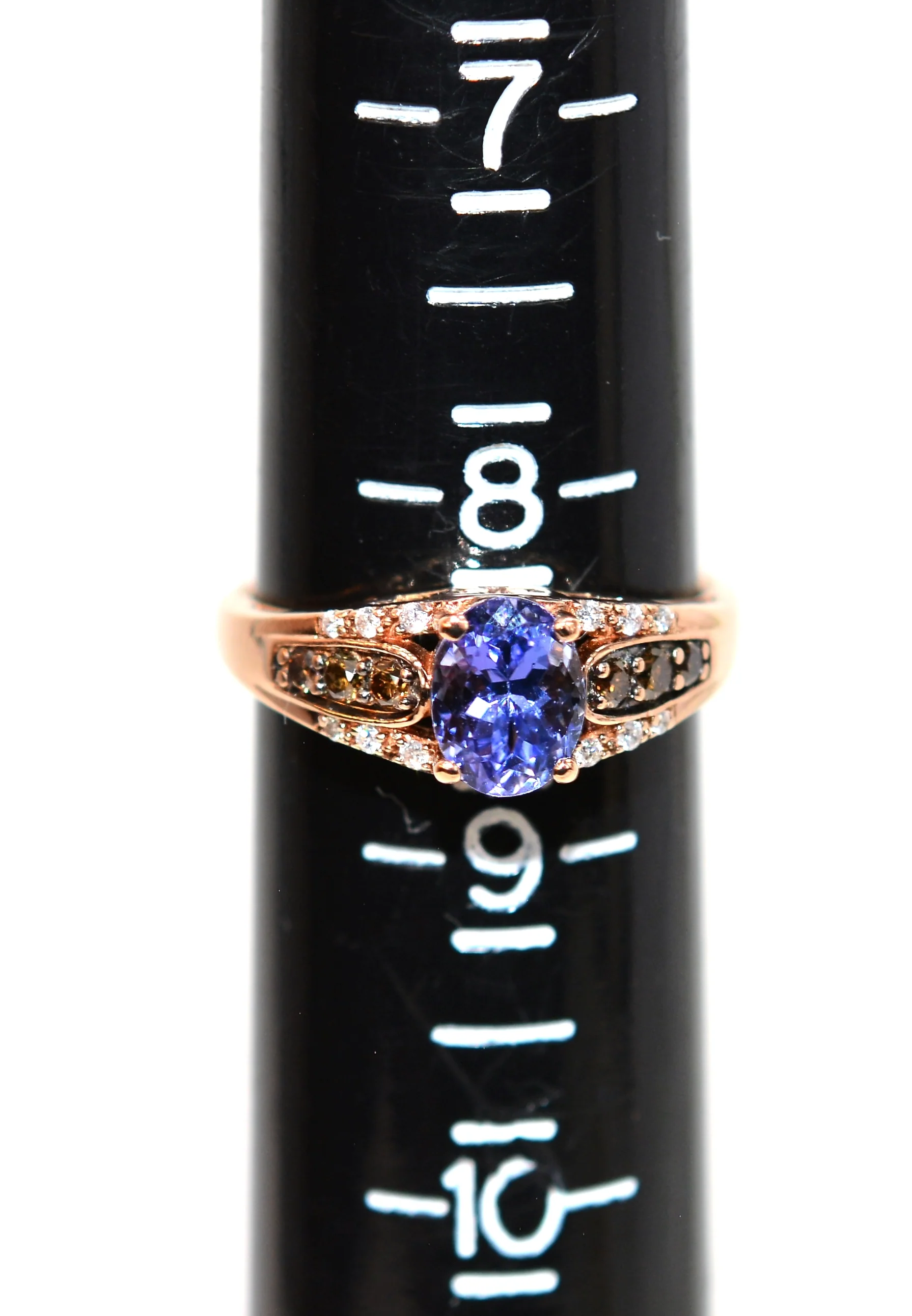 LeVian Natural D'Block Tanzanite & Chocolate Diamond Ring 14K Solid Rose Gold 2.12tcw Tanzanite Ring Limited Edition LeVian Ring Statement Ring - Image 9