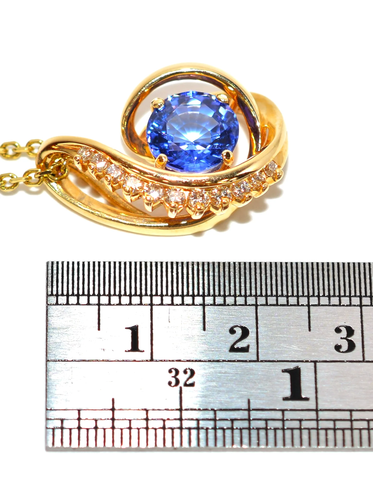 Natural D'Block Tanzanite & Diamond Necklace 14K Solid Gold 2.80tcw Tanzanite Necklace Designer Pendant Cocktail Necklace Statement Jewelry - Image 10