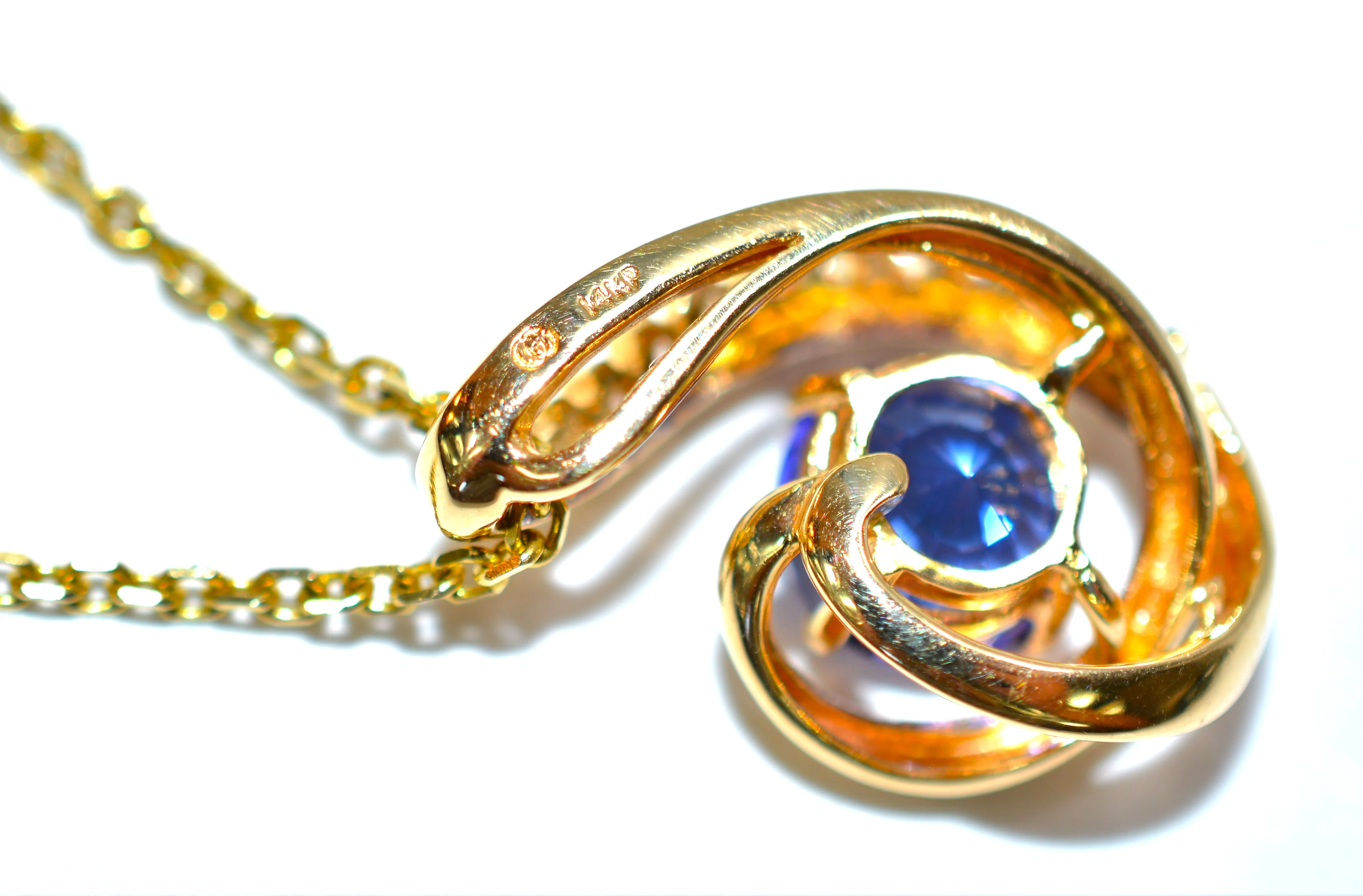 Natural D'Block Tanzanite & Diamond Necklace 14K Solid Gold 2.80tcw Tanzanite Necklace Designer Pendant Cocktail Necklace Statement Jewelry - Image 4