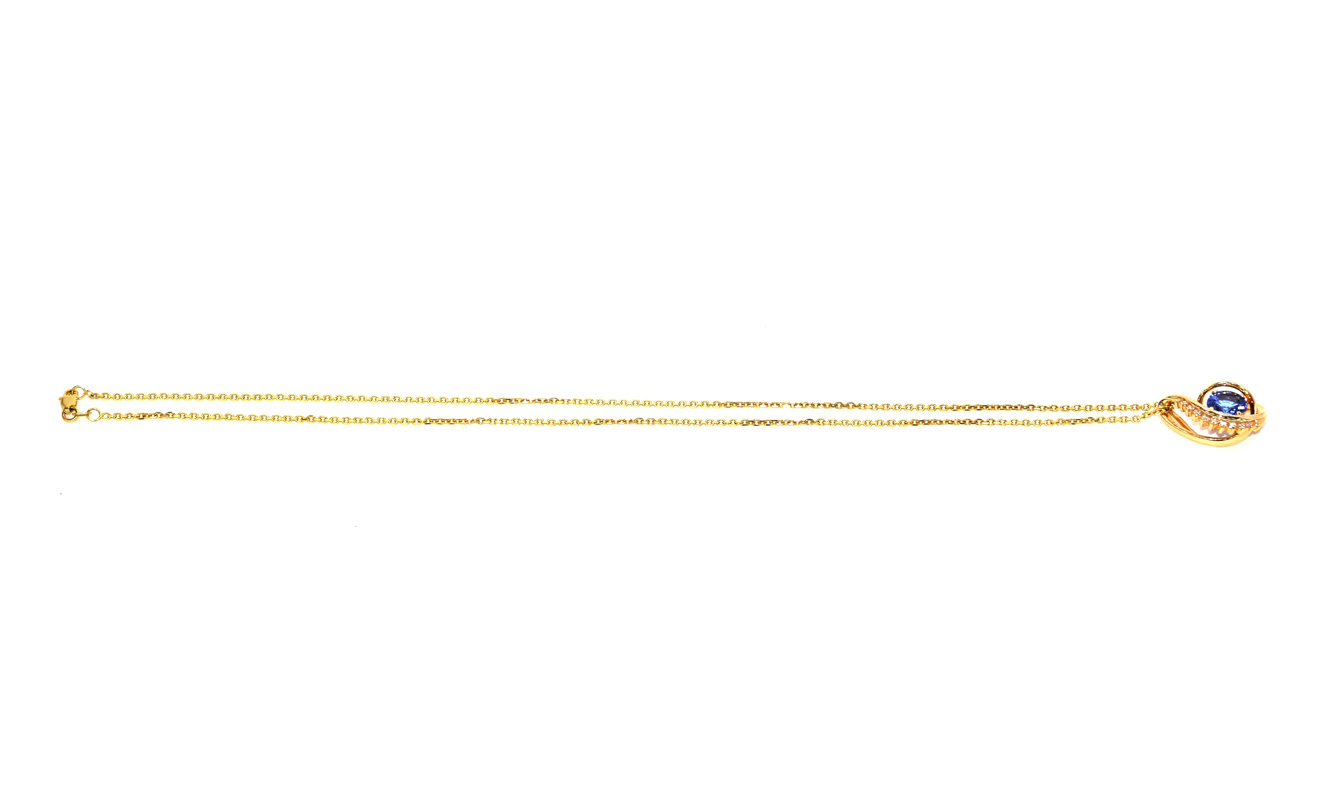 Natural D'Block Tanzanite & Diamond Necklace 14K Solid Gold 2.80tcw Tanzanite Necklace Designer Pendant Cocktail Necklace Statement Jewelry - Image 6