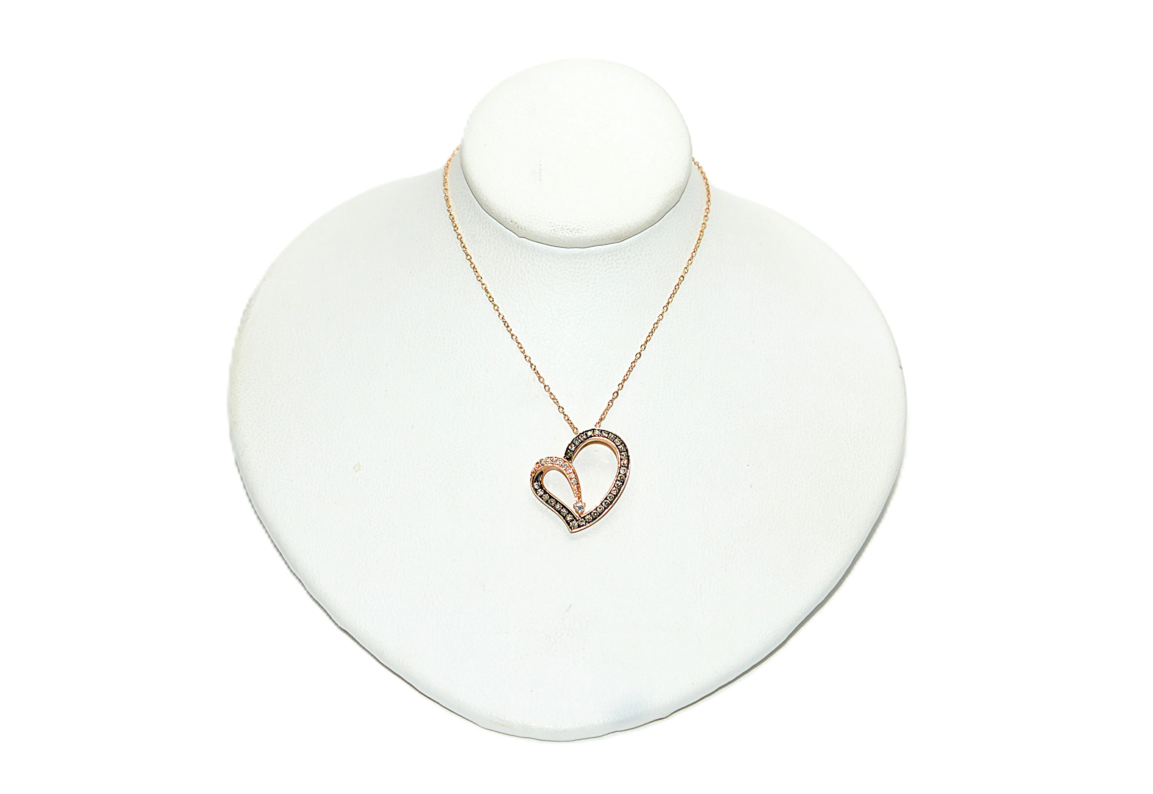 LeVian Natural Fancy Diamond Necklace 14K Rose Gold .37tcw Heart Necklace Designer Pendant Estate Jewelry Gemstone Necklace Bridal Jewelry