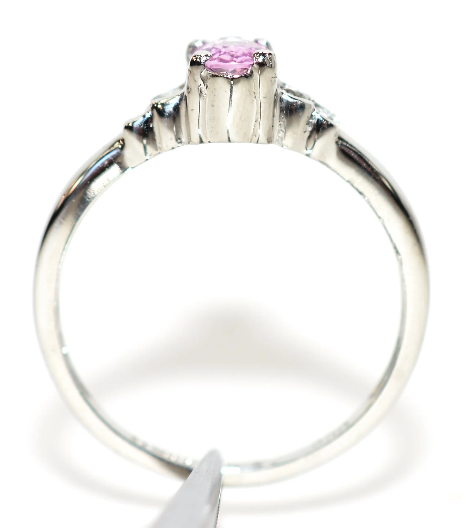 LeVian Natural Padparadscha Sapphire & Diamond Ring Solid Platinum .49tcw Ceylon Ring Sapphire Ring Designer Ring Engagement Ring Pink Ring - Image 3