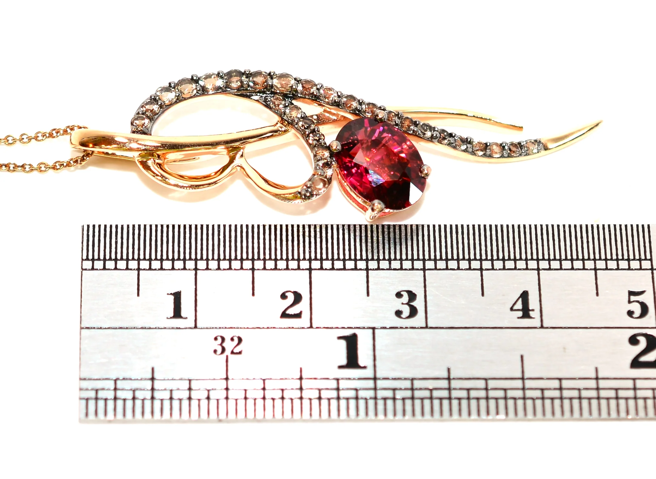 LeVian Natural Rubellite & Diamond Necklace 14K Solid Rose Gold 2.40tcw Rubellite Necklace Designer Necklace Cocktail Statement Necklace Red - Image 10