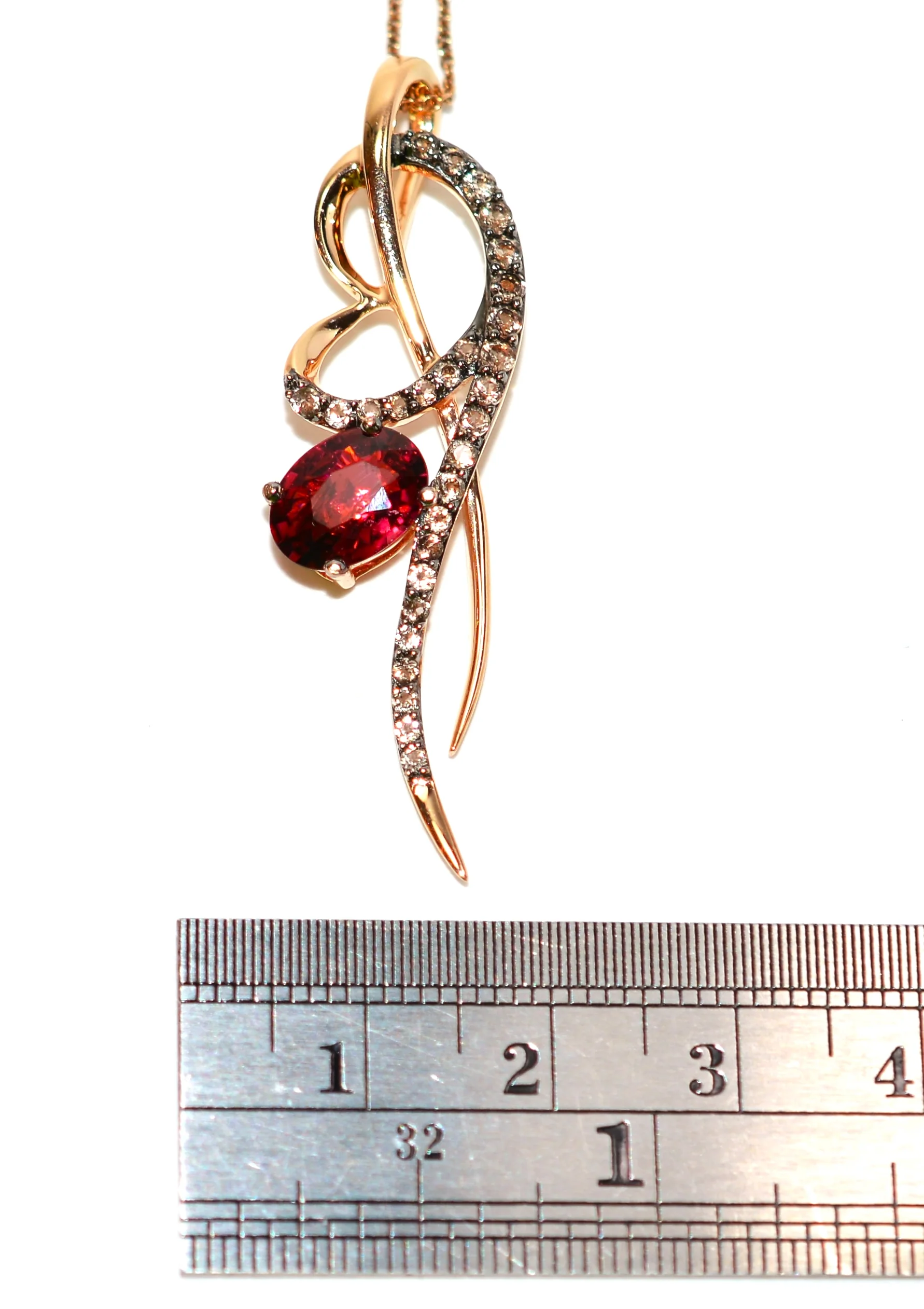 LeVian Natural Rubellite & Diamond Necklace 14K Solid Rose Gold 2.40tcw Rubellite Necklace Designer Necklace Cocktail Statement Necklace Red - Image 11