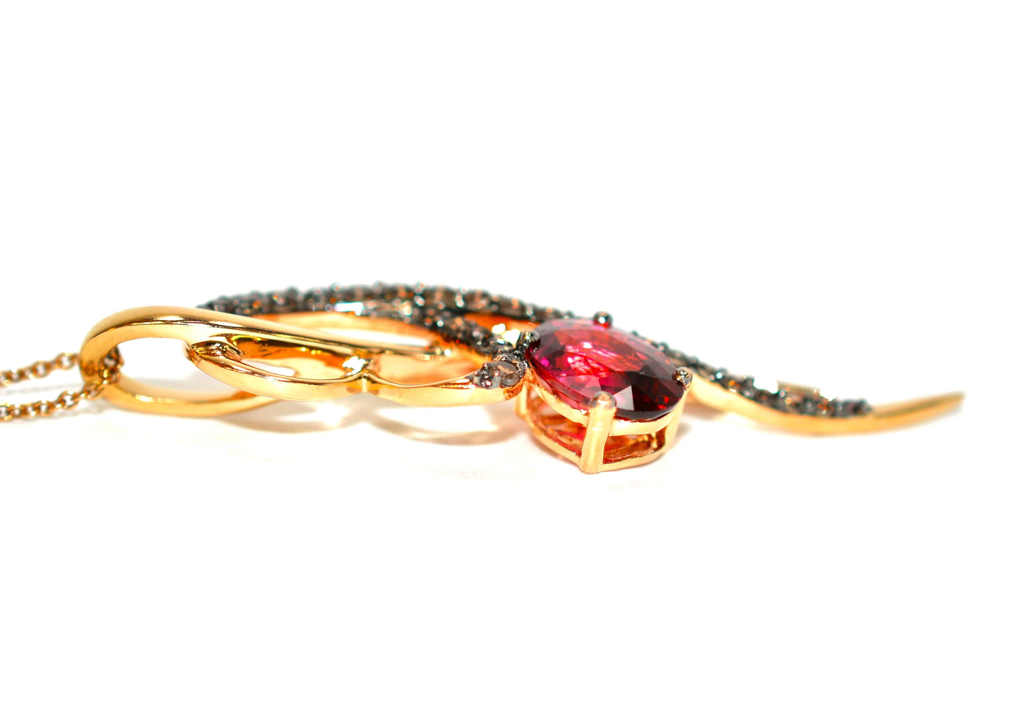 LeVian Natural Rubellite & Diamond Necklace 14K Solid Rose Gold 2.40tcw Rubellite Necklace Designer Necklace Cocktail Statement Necklace Red - Image 5