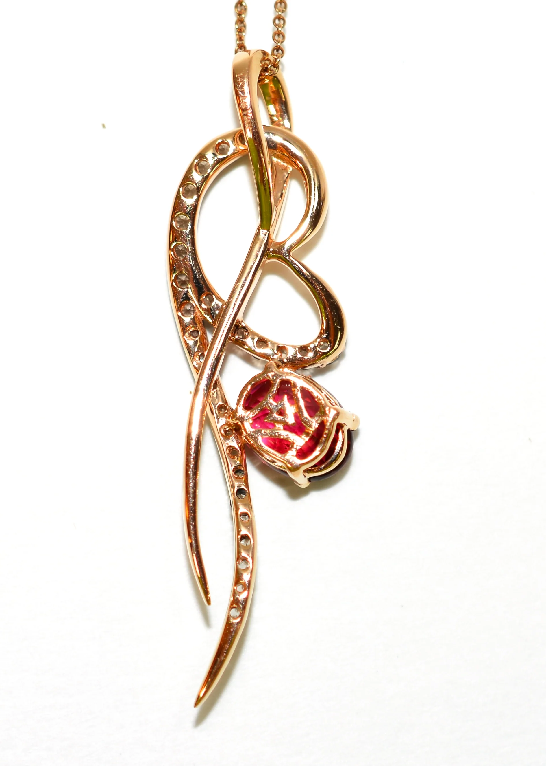 LeVian Natural Rubellite & Diamond Necklace 14K Solid Rose Gold 2.40tcw Rubellite Necklace Designer Necklace Cocktail Statement Necklace Red - Image 6