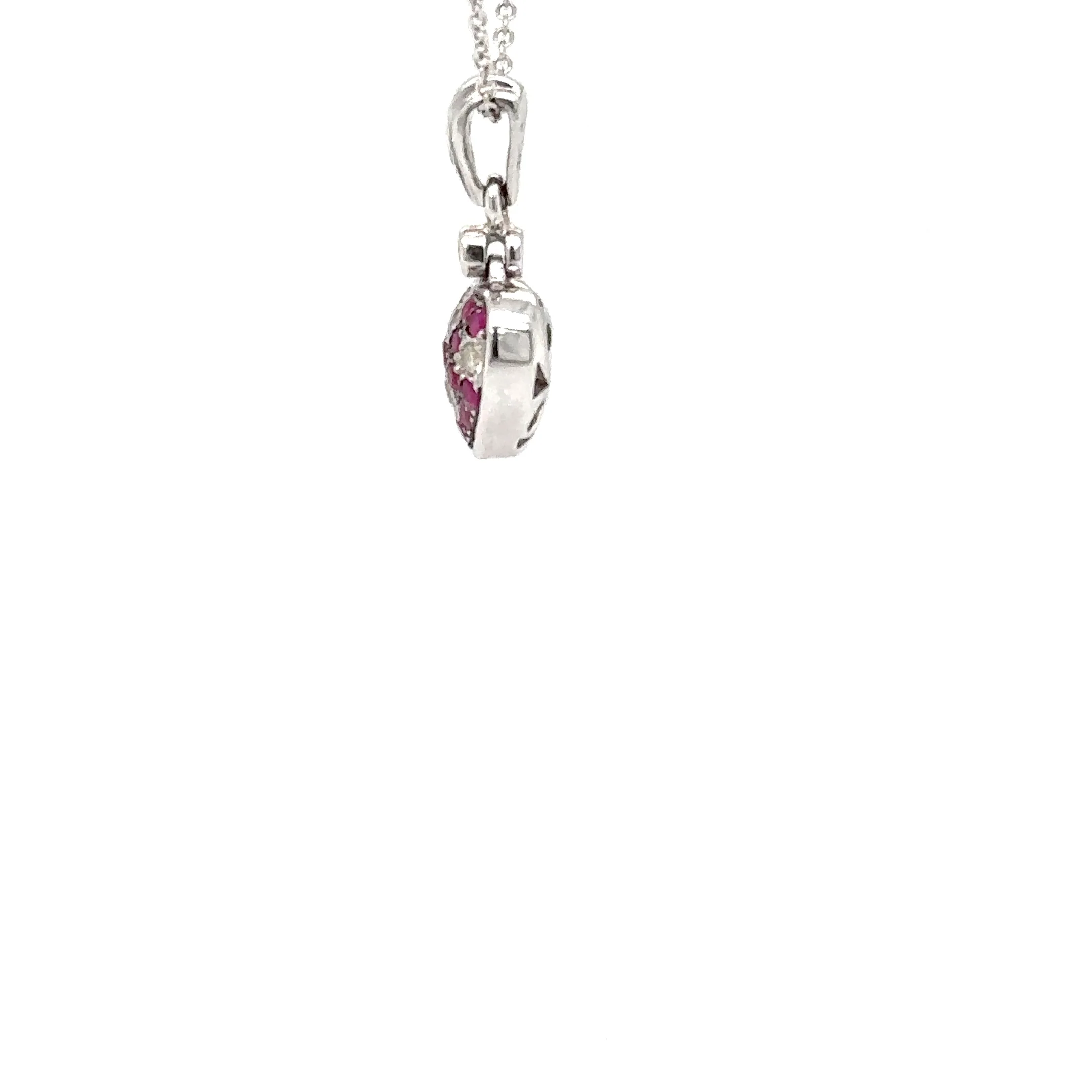 LeVian Natural Ruby & Diamond Necklace 14K White Gold .21tcw Heart Pendant Necklace July Birthstone Valentines Romance Love Estate Jewelry - Image 11