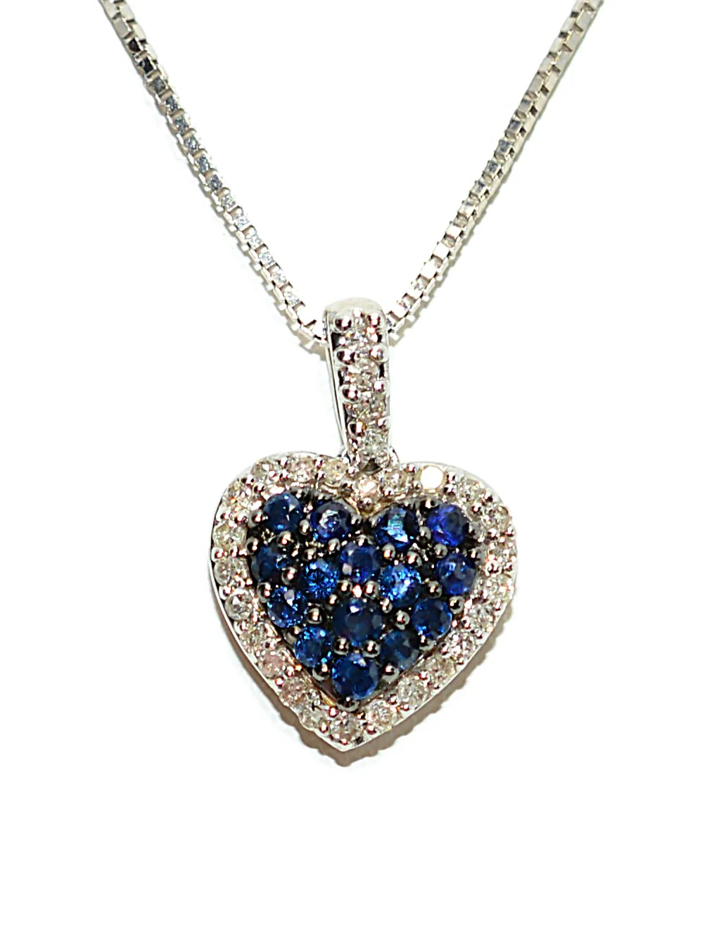 Natural Sapphire & Diamond Necklace 10K White Gold .21tcw Pendant Blue Sapphire September Birthstone - Image 2