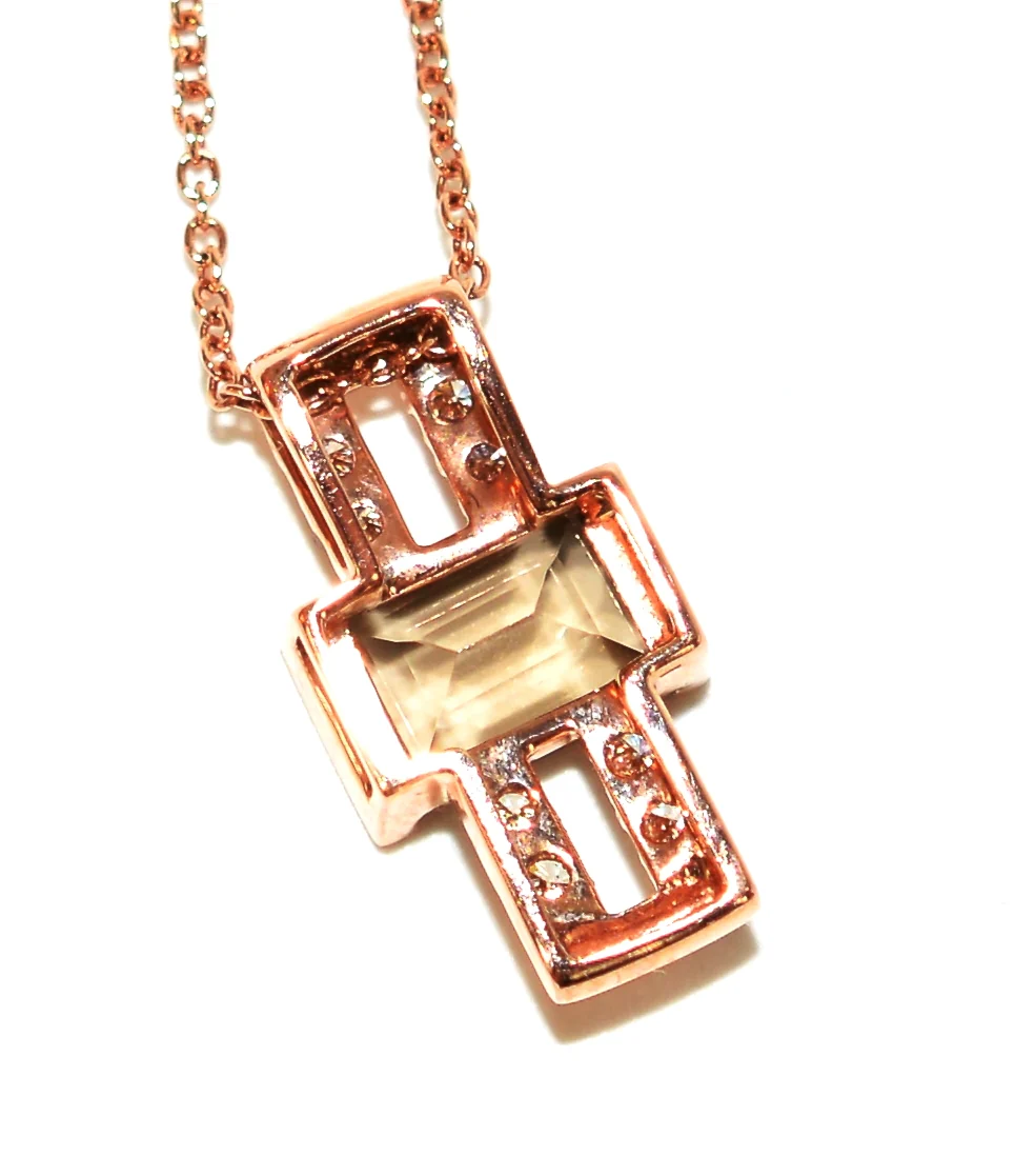 LeVian Natural Smoky Quartz & Diamond Pendant Necklace 14K Solid Rose Gold 1.02tcw Gemstone Necklace Designer Necklace Quartz Necklace - Image 8
