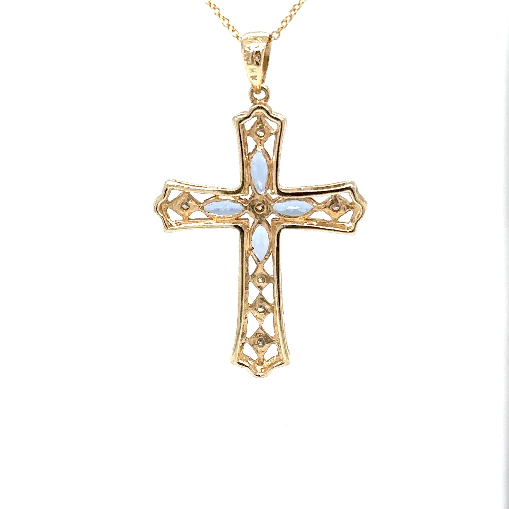 LeVian Natural Tanzanite & Diamond Necklace 14K Yellow Gold 1.01tcw Cross Pendant Necklace Religious Jewelry Designer Vintage Estate Jewelry - Image 12