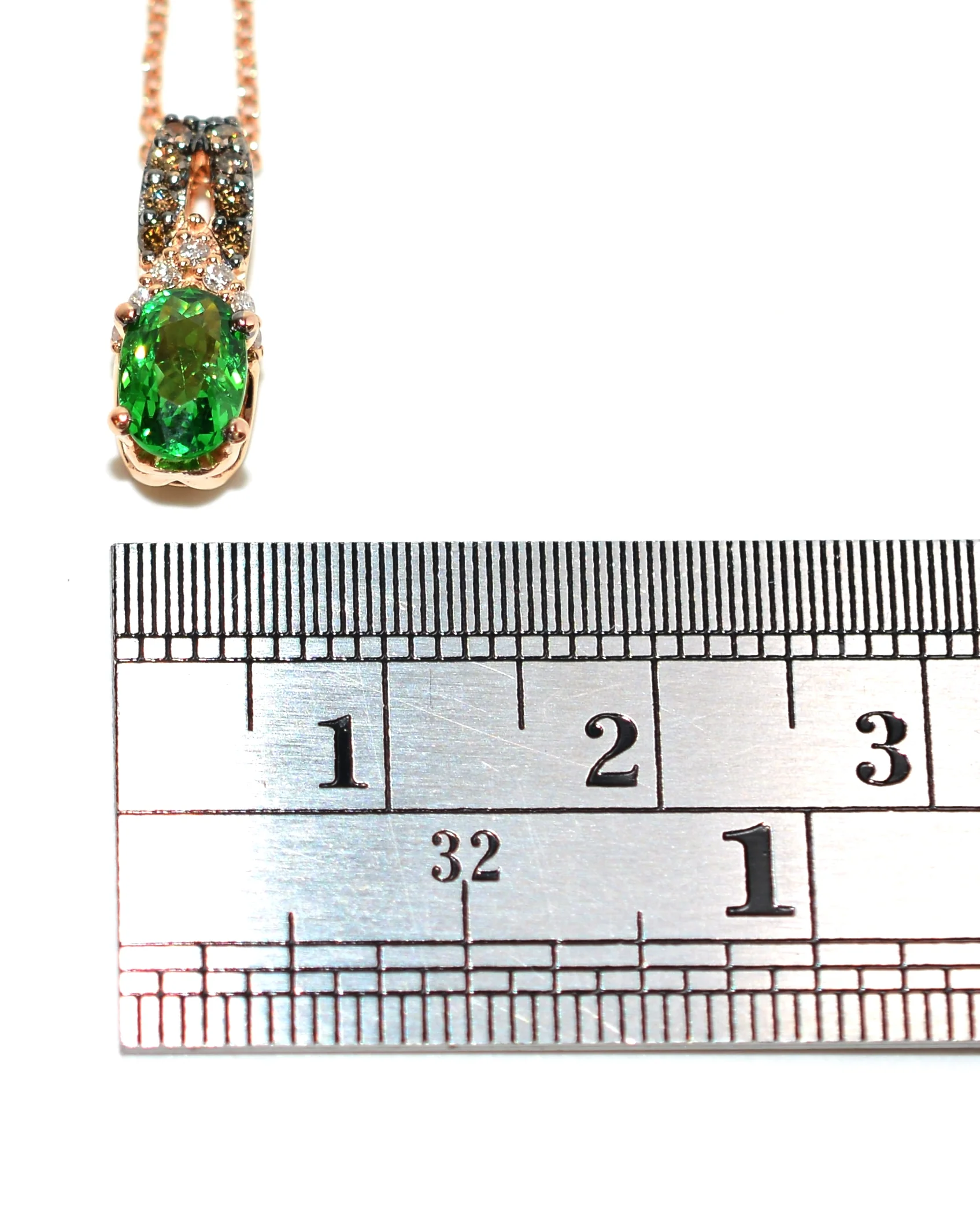 LeVian Natural Tsavorite Garnet & Chocolate Diamond Necklace 14K Solid Rose Gold 1.04tcw Pendant Necklace Designer Necklace Green Necklace - Image 10