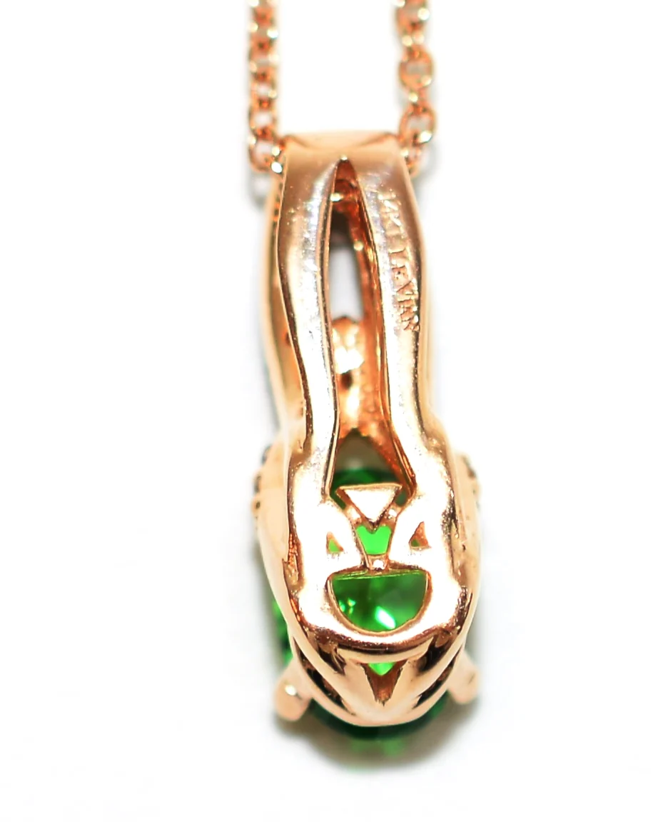 LeVian Natural Tsavorite Garnet & Chocolate Diamond Necklace 14K Solid Rose Gold 1.04tcw Pendant Necklace Designer Necklace Green Necklace - Image 5