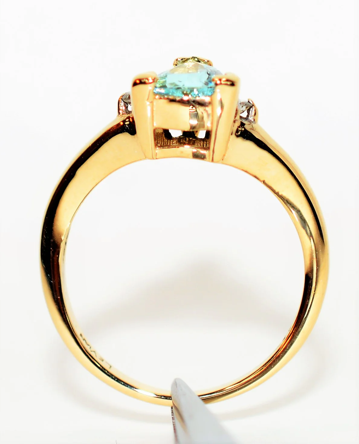 LeVian Natural Paraiba Tourmaline & Diamond Ring 14kt Yellow Gold 0.65tcw Gemstone Designer Women's Estate Jewelry Engagement Ring - Image 3