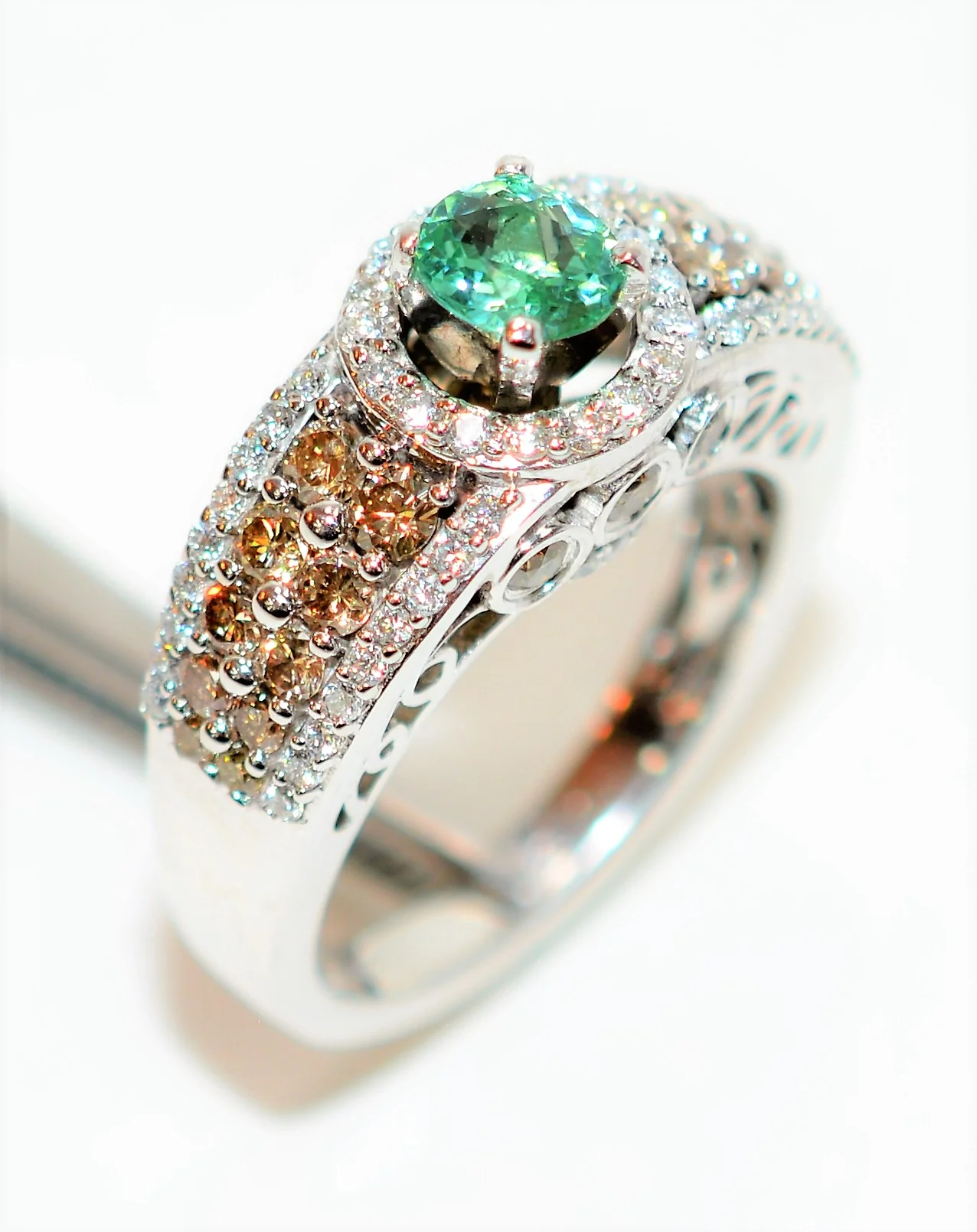 LeVian Natural Paraiba Tourmaline & Fancy Diamond Ring 14K Solid White Gold 1.16tcw Designer Jewelry Fine Estate Cluster Women's Jewellery - Image 4