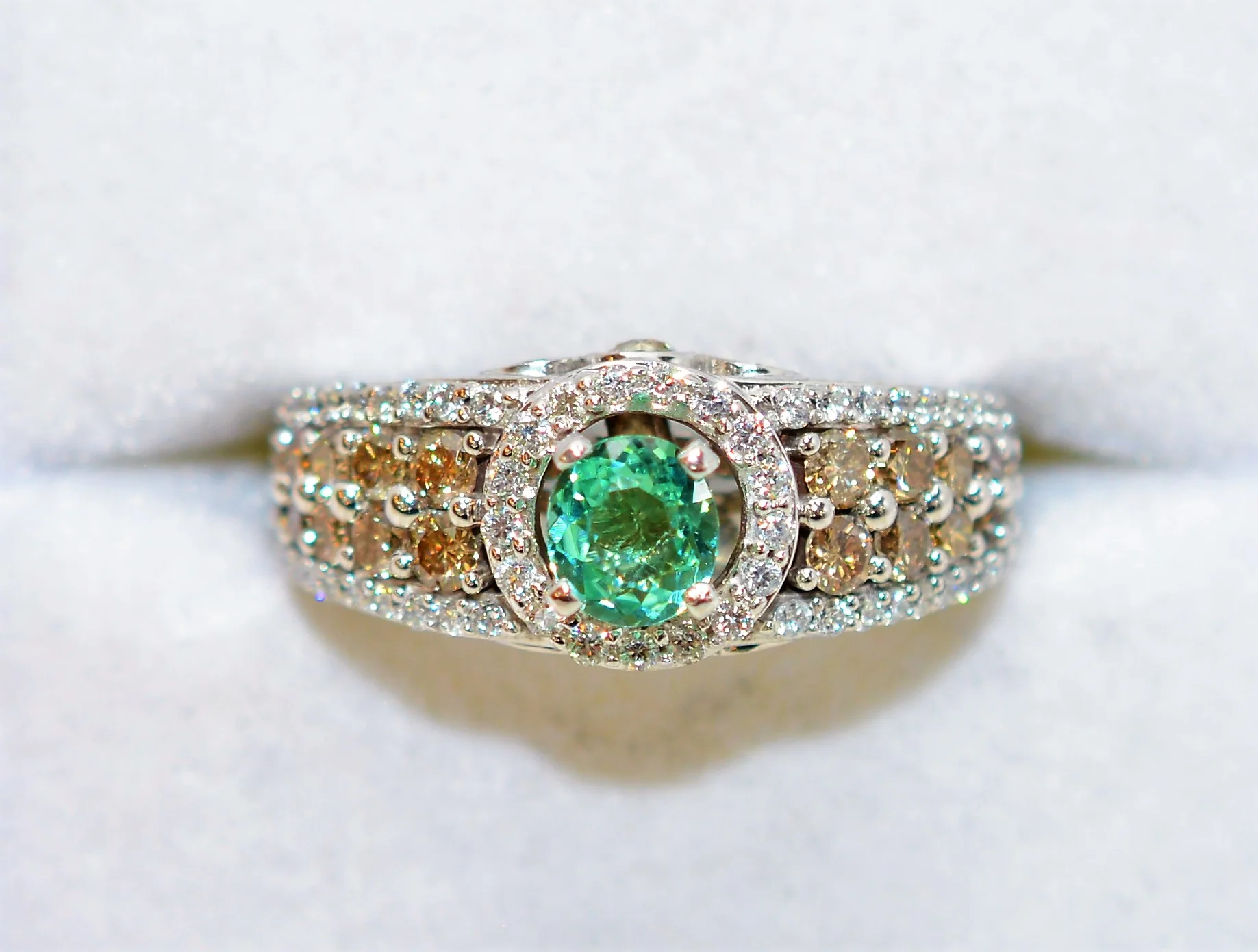LeVian Natural Paraiba Tourmaline & Fancy Diamond Ring 14K Solid White Gold 1.16tcw Designer Jewelry Fine Estate Cluster Women's Jewellery - Image 5