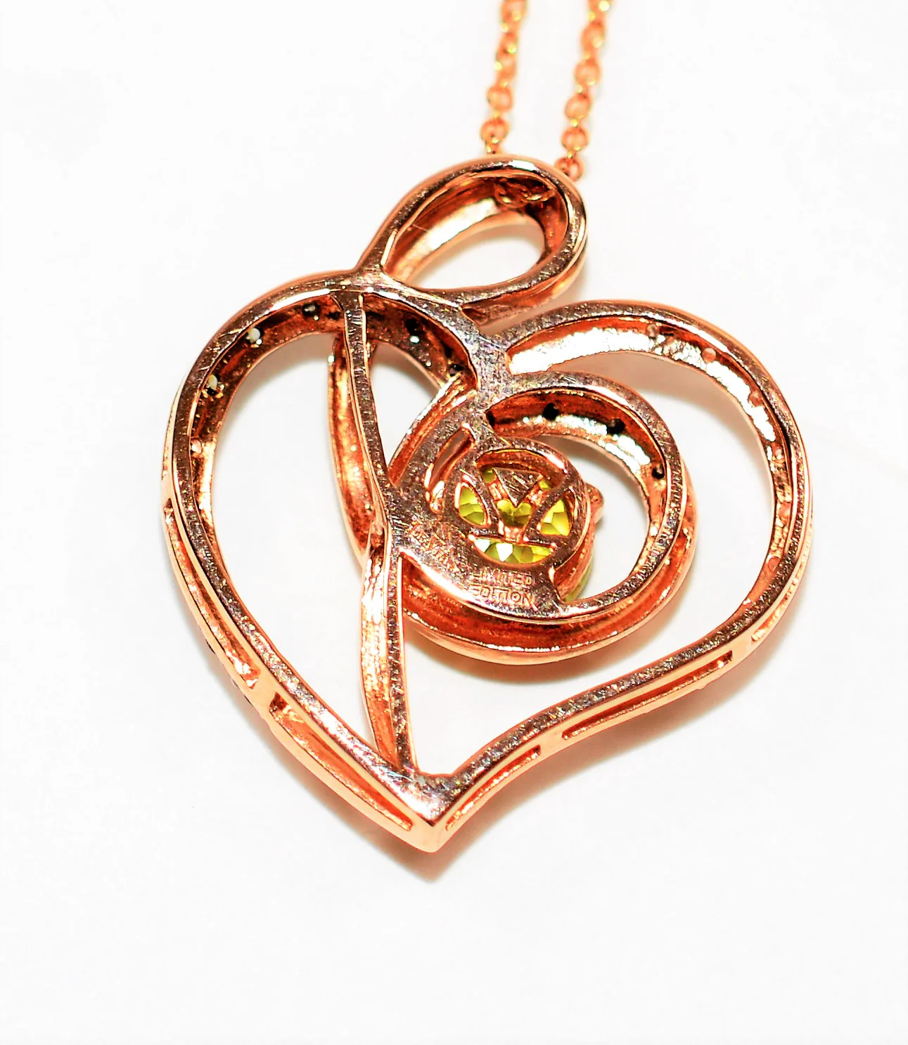 LeVian Natural Sphene & Diamond Necklace 14K Solid Rose Gold .96tcw Heart Necklace Limited Edition Necklace LeVian Bridal Titanite Necklace - Image 7