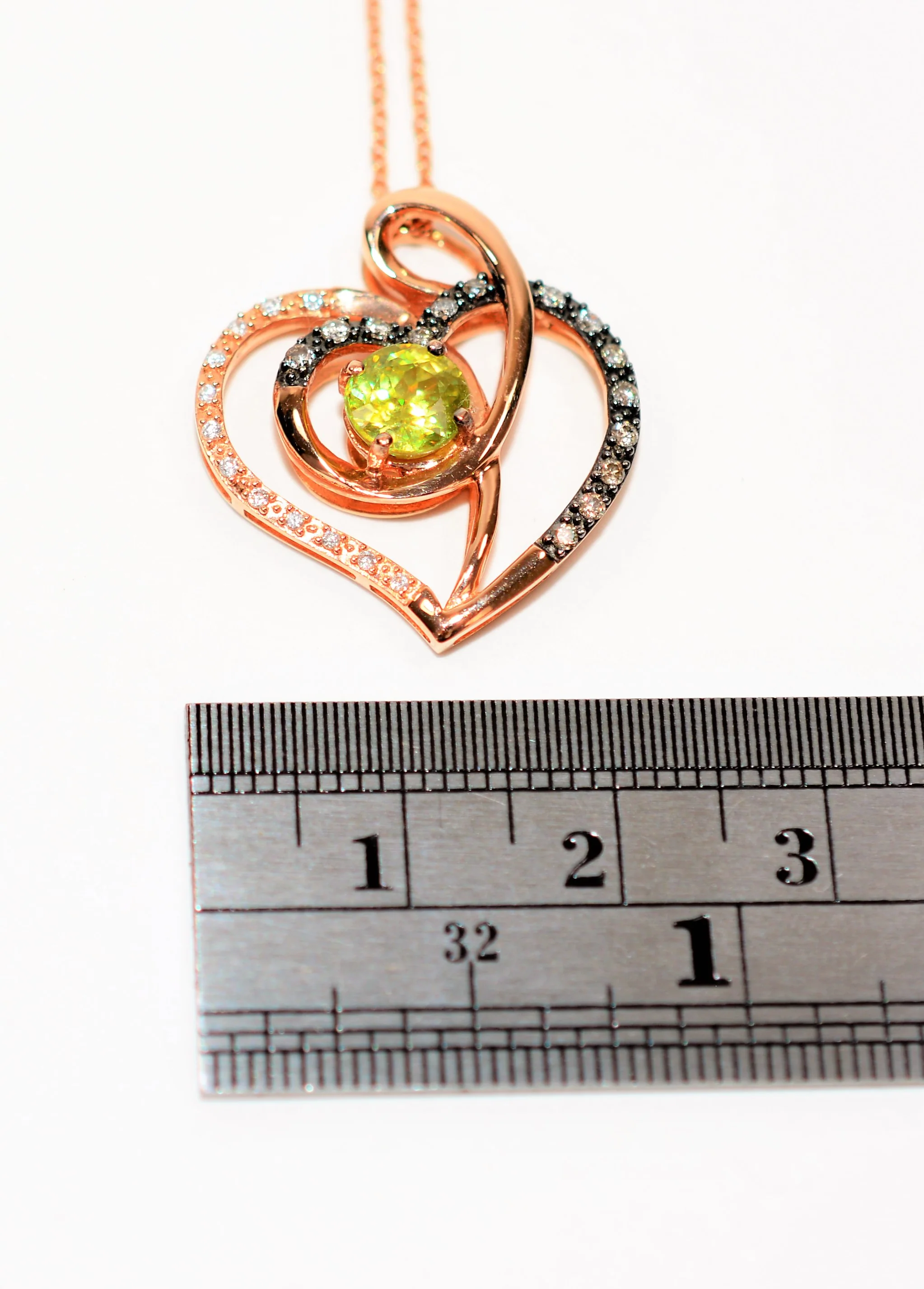 LeVian Natural Sphene & Diamond Necklace 14K Solid Rose Gold .96tcw Heart Necklace Limited Edition Necklace LeVian Bridal Titanite Necklace - Image 8