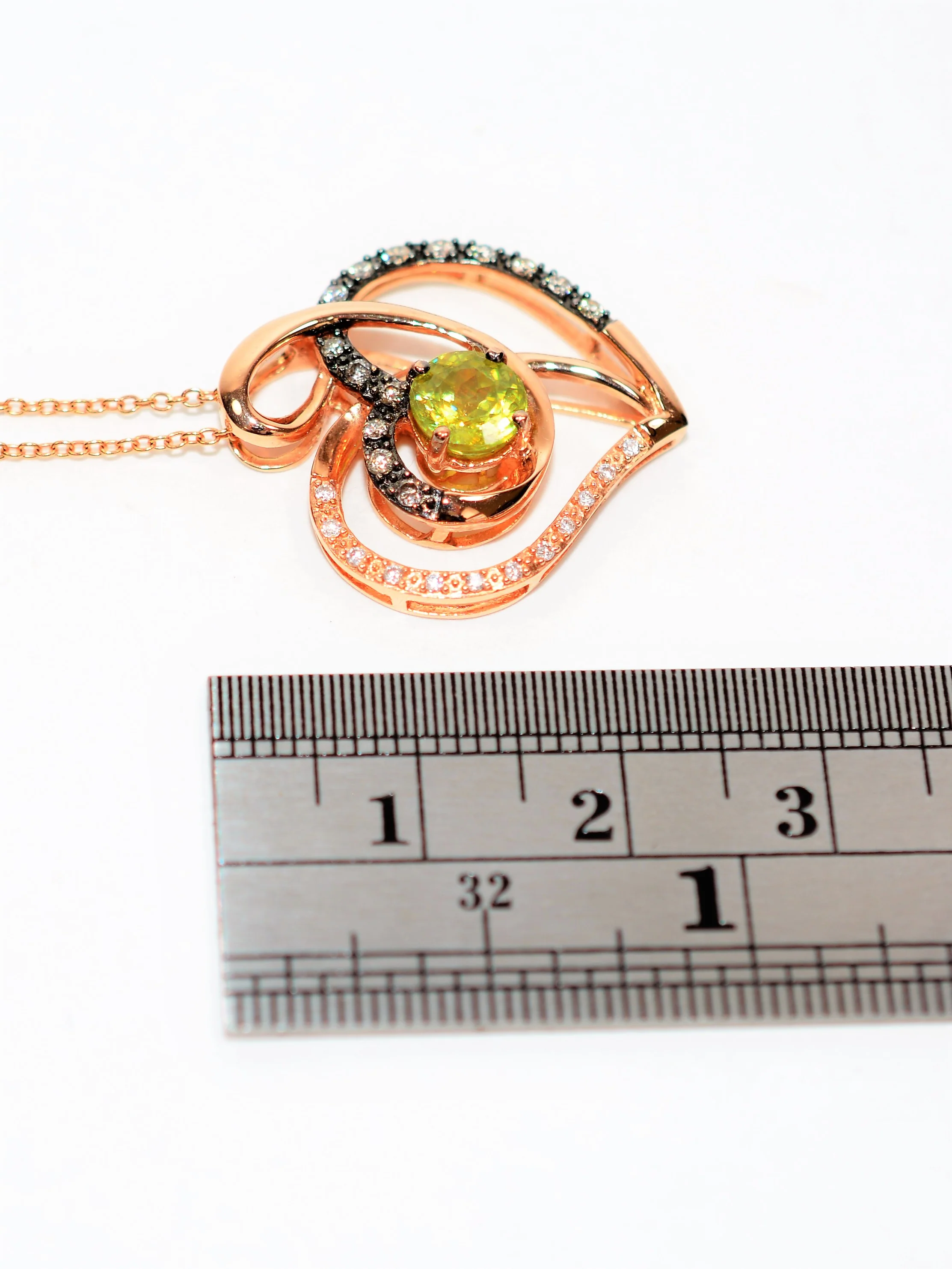 LeVian Natural Sphene & Diamond Necklace 14K Solid Rose Gold .96tcw Heart Necklace Limited Edition Necklace LeVian Bridal Titanite Necklace - Image 9