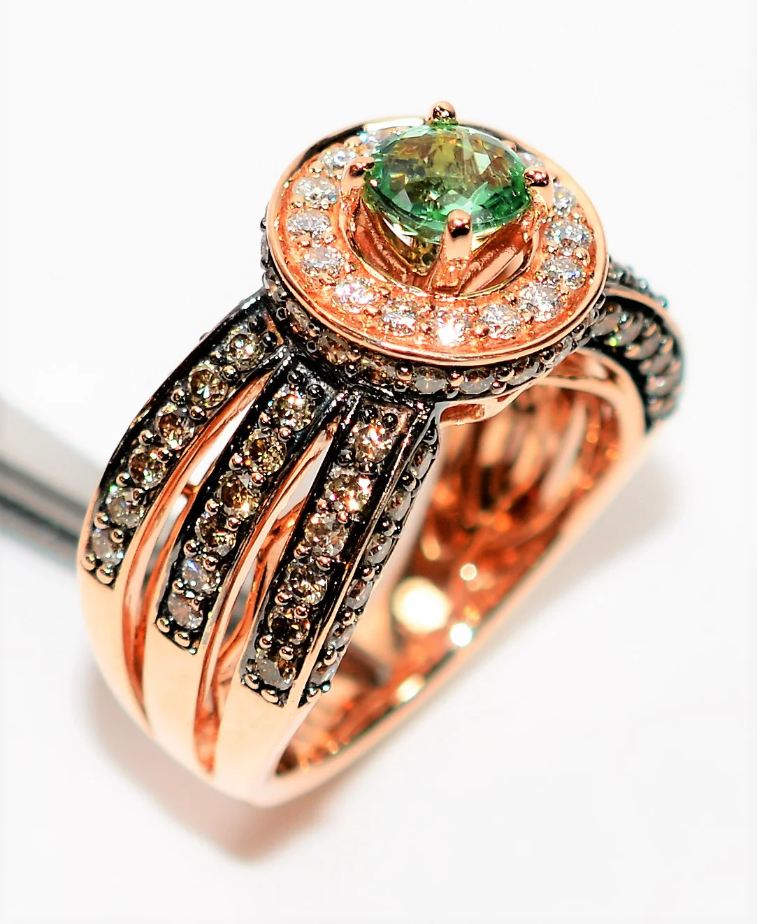 Limited Edition Trunk Special LeVian Natural Paraiba Tourmaline & Chocolate Diamond Ring 14K Rose Gold Color 2.21tcw Cocktail Ring - Image 3