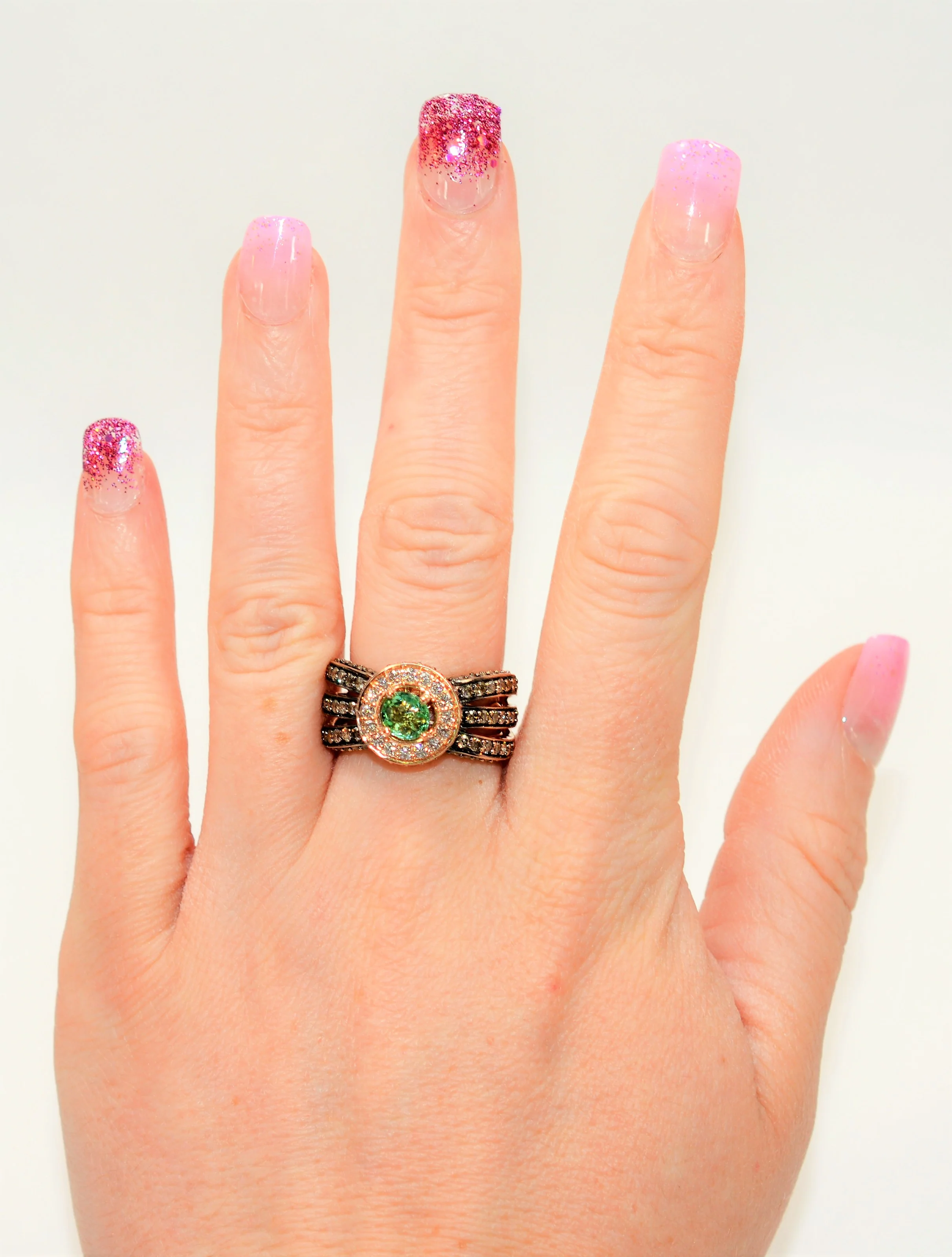 Limited Edition Trunk Special LeVian Natural Paraiba Tourmaline & Chocolate Diamond Ring 14K Rose Gold Color 2.21tcw Cocktail Ring - Image 5