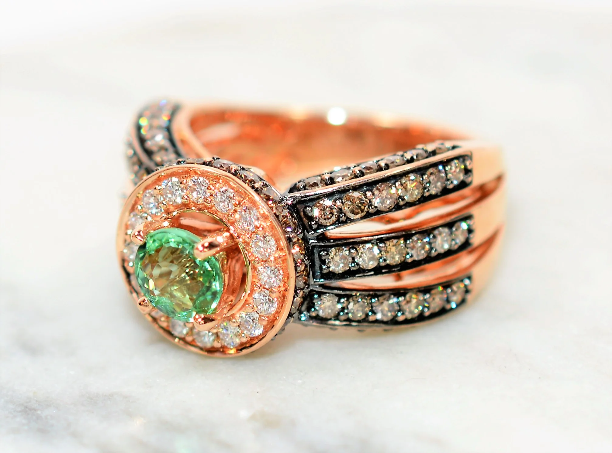 Limited Edition Trunk Special LeVian Natural Paraiba Tourmaline & Chocolate Diamond Ring 14K Rose Gold Color 2.21tcw Cocktail Ring - Image 8