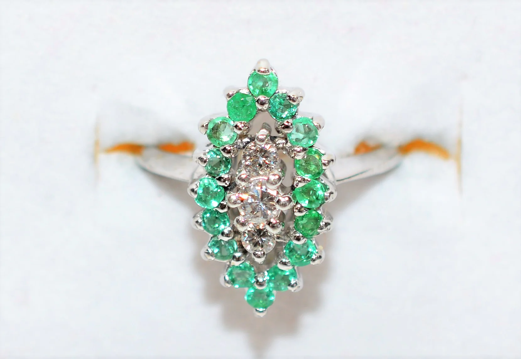 Natural Colombian Emerald & Diamond Ring 14K Solid White Gold .60tcw Birthstone Ring Statement Ring Cluster Ring Fine Ring Estate Jewellery - Image 5