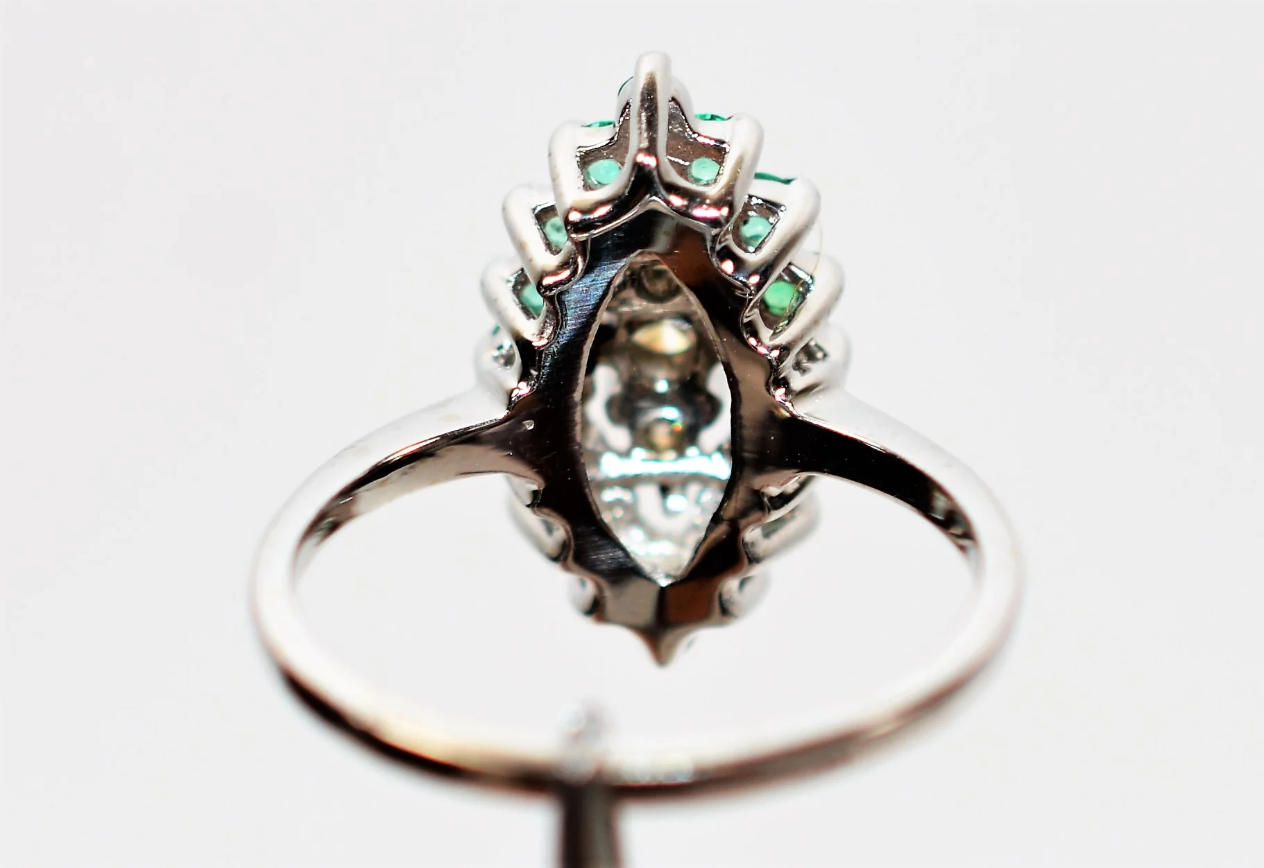 Natural Colombian Emerald & Diamond Ring 14K Solid White Gold .60tcw Birthstone Ring Statement Ring Cluster Ring Fine Ring Estate Jewellery - Image 7