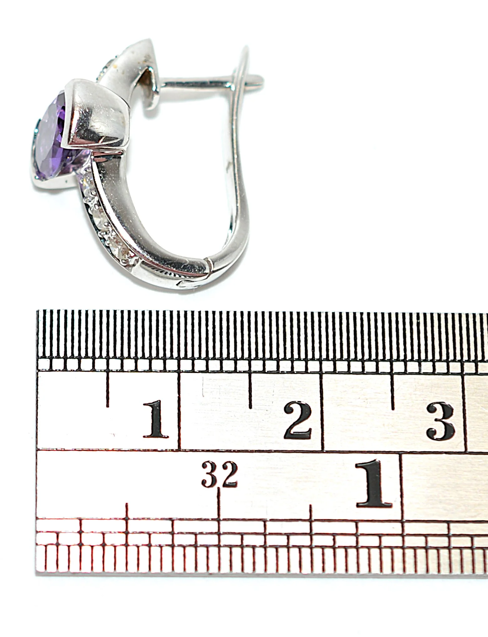 Natural Amethyst & Diamond Earrings 18K Solid White Gold 2.08tcw Hoop Earrings Cocktail Earrings Statement Earrings Womens Earrings Huggies - Image 12