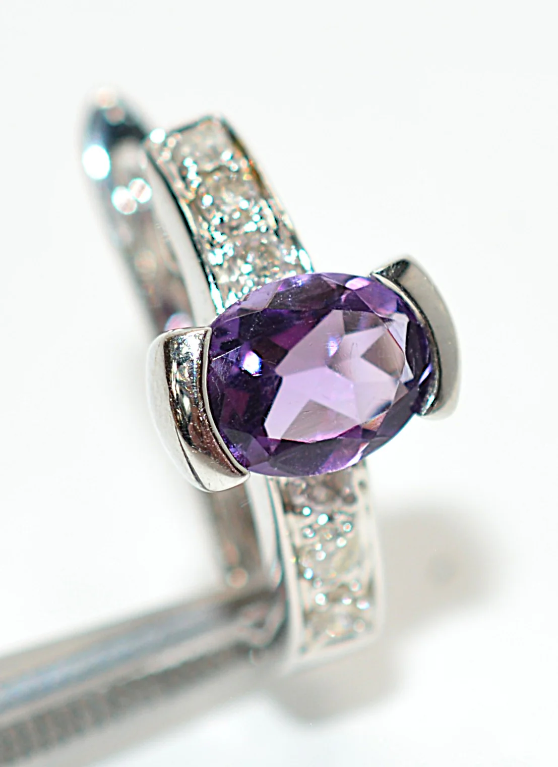 Natural Amethyst & Diamond Earrings 18K Solid White Gold 2.08tcw Hoop Earrings Cocktail Earrings Statement Earrings Womens Earrings Huggies - Image 7