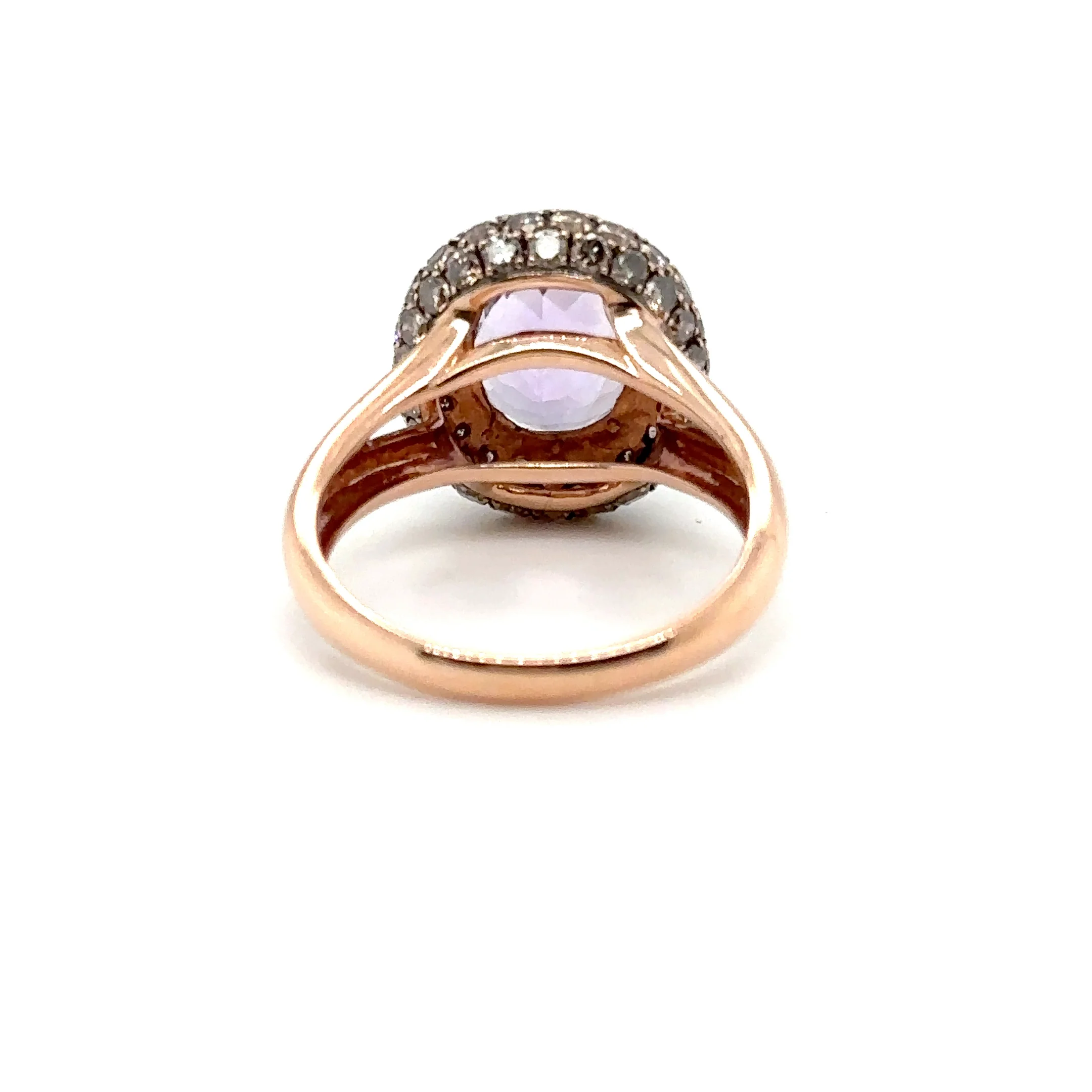 Natural Amethyst & Diamond Ring 14K Rose Gold 4.63tcw Statement Ring Cocktail Ring Birthstone Ring Fancy Ring Purple Ring February Ring - Image 11