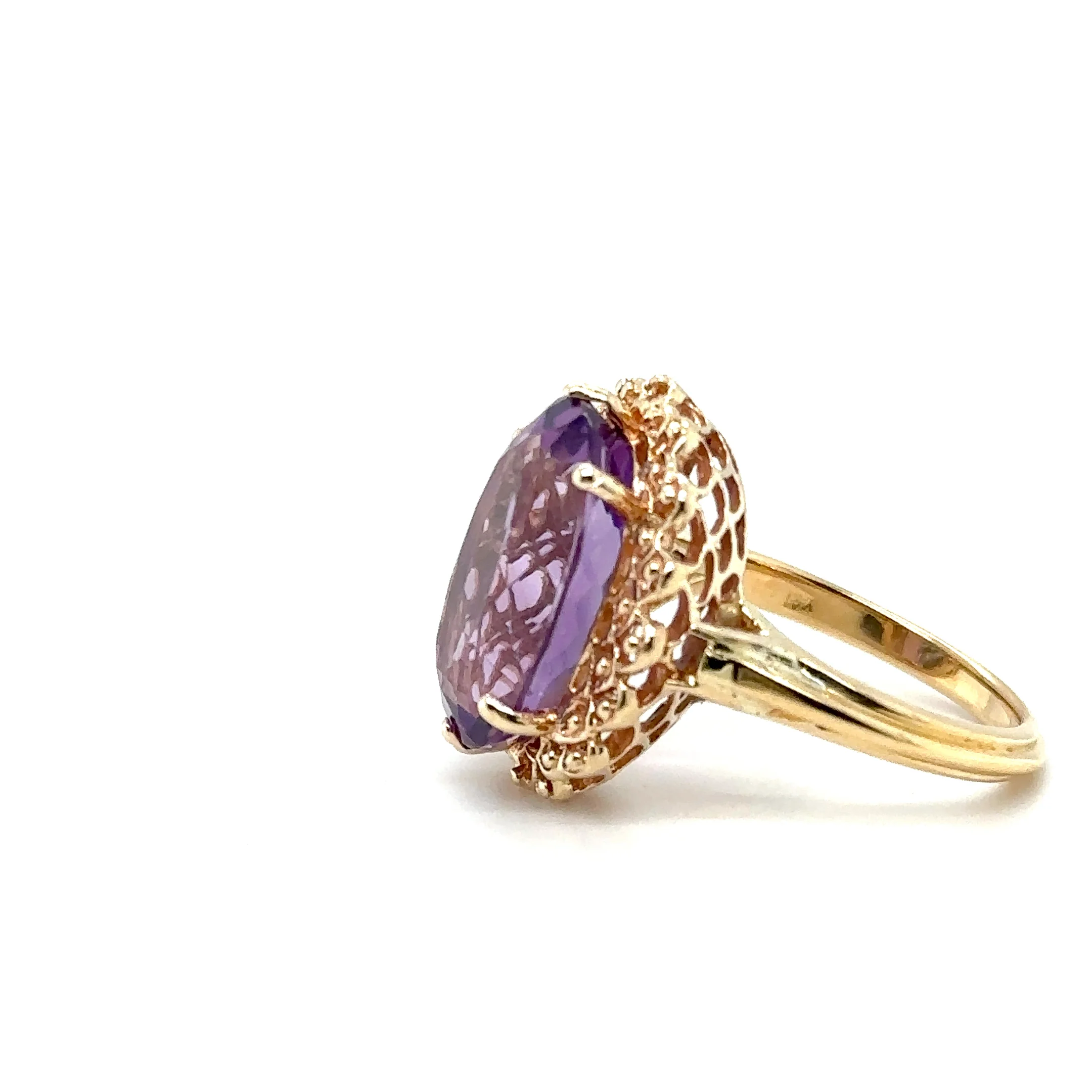 Natural Amethyst Ring 18K Solid Gold Ring 9.28ct Gemstone Ring Estate Statement Ring Cocktail Ring Purple Gemstone February Birthstone Ring - Image 10