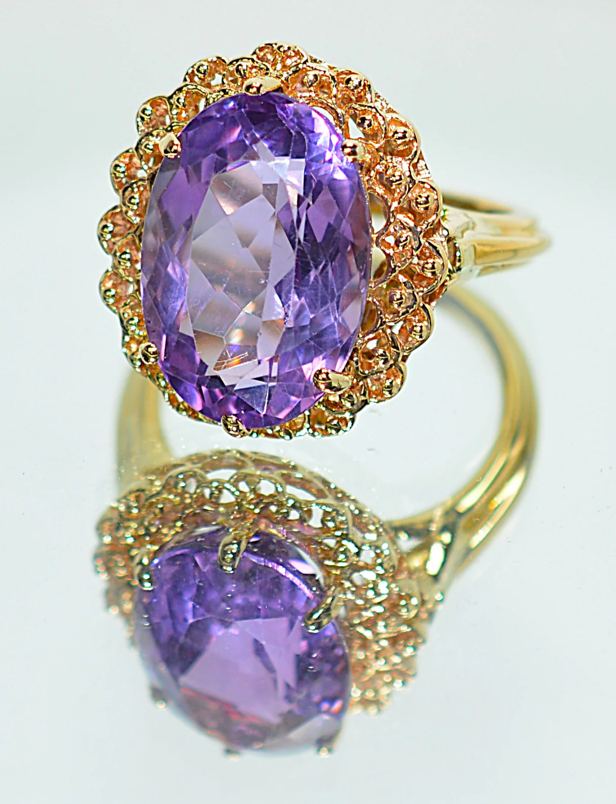 Natural Amethyst Ring 18K Solid Gold Ring 9.28ct Gemstone Ring Estate Statement Ring Cocktail Ring Purple Gemstone February Birthstone Ring - Image 16