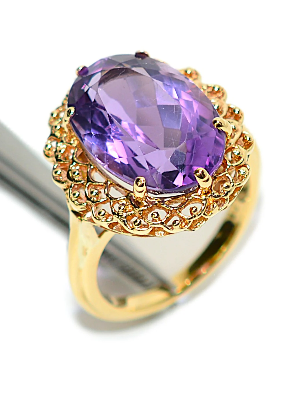 Natural Amethyst Ring 18K Solid Gold Ring 9.28ct Gemstone Ring Estate Statement Ring Cocktail Ring Purple Gemstone February Birthstone Ring - Image 4