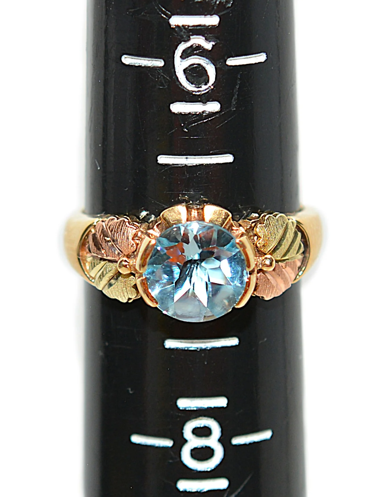 Natural Blue Topaz Ring 10K Solid Gold 2.01ct Black Hills Gold Ring Boho Leaf Vine Nature Ring Birthstone Ring Made in America South Dakota - Image 12