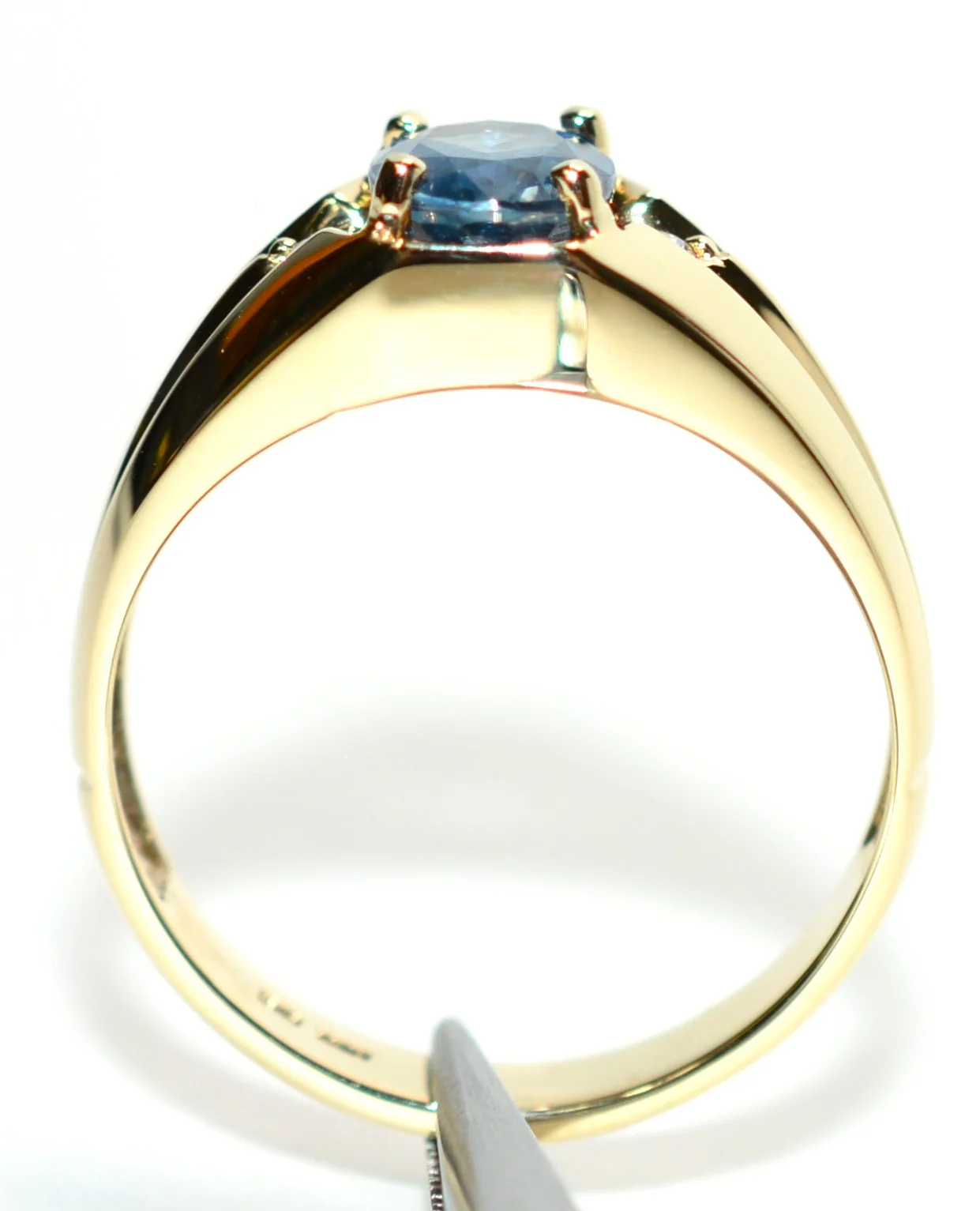Natural Ceylon Sapphire & Diamond Ring 10K Solid Gold 1.41tcw Mens Ring Blue Gemstone September Birthstone Ring Vintage Estate Gents Ring - Image 3